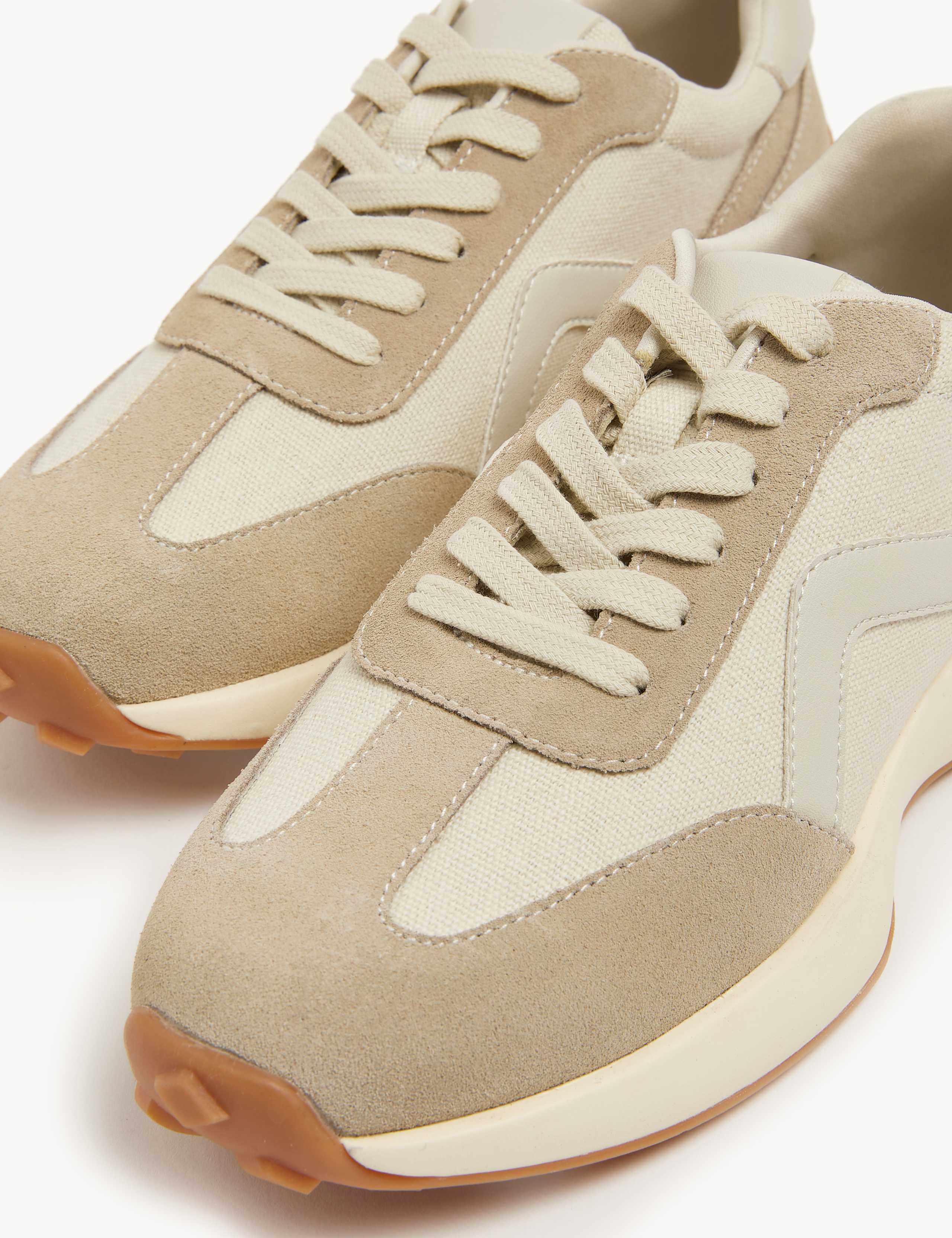 Leather Lace Up Side Detail Trainers