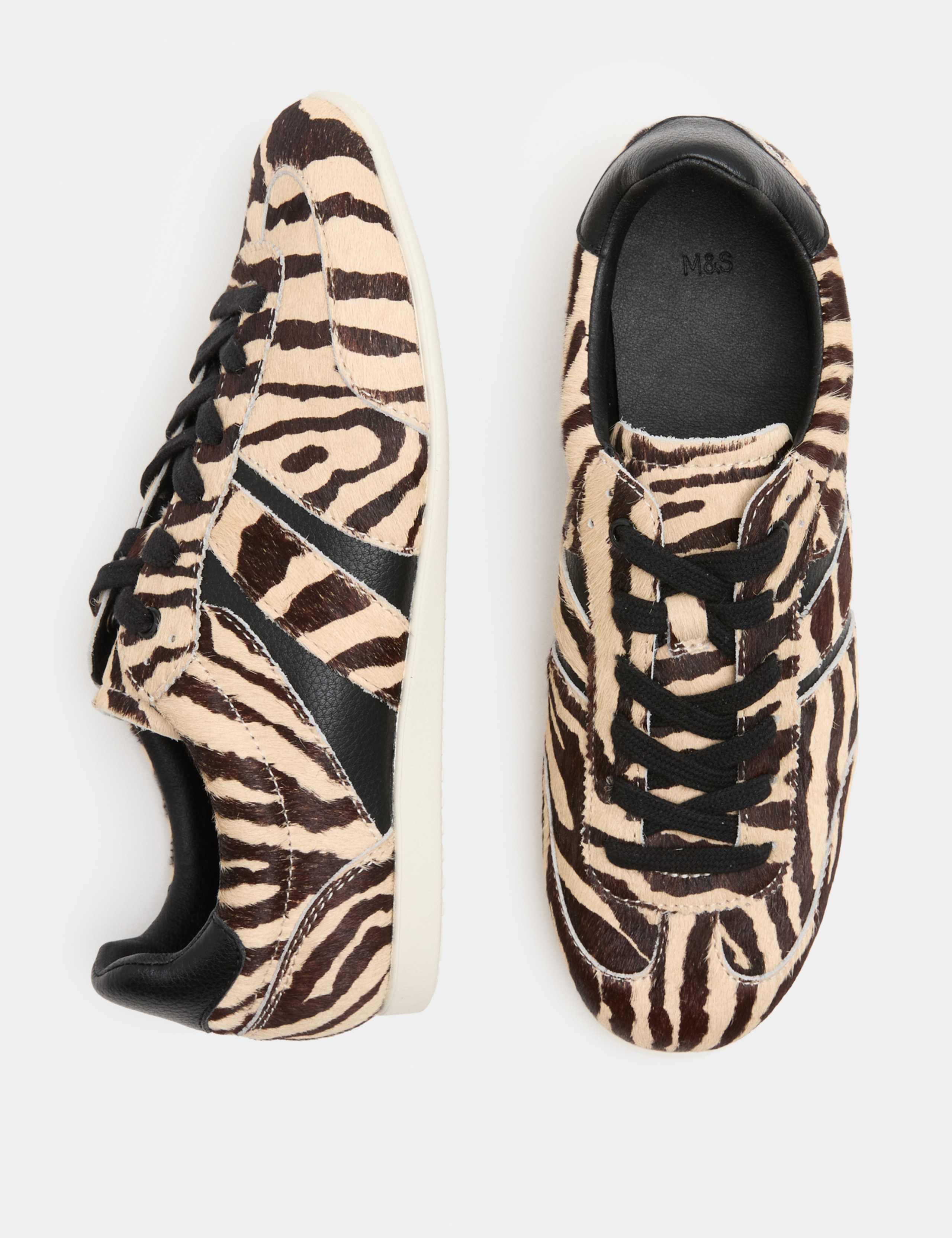 Lace Up Animal Print Hair On Retro Trainer