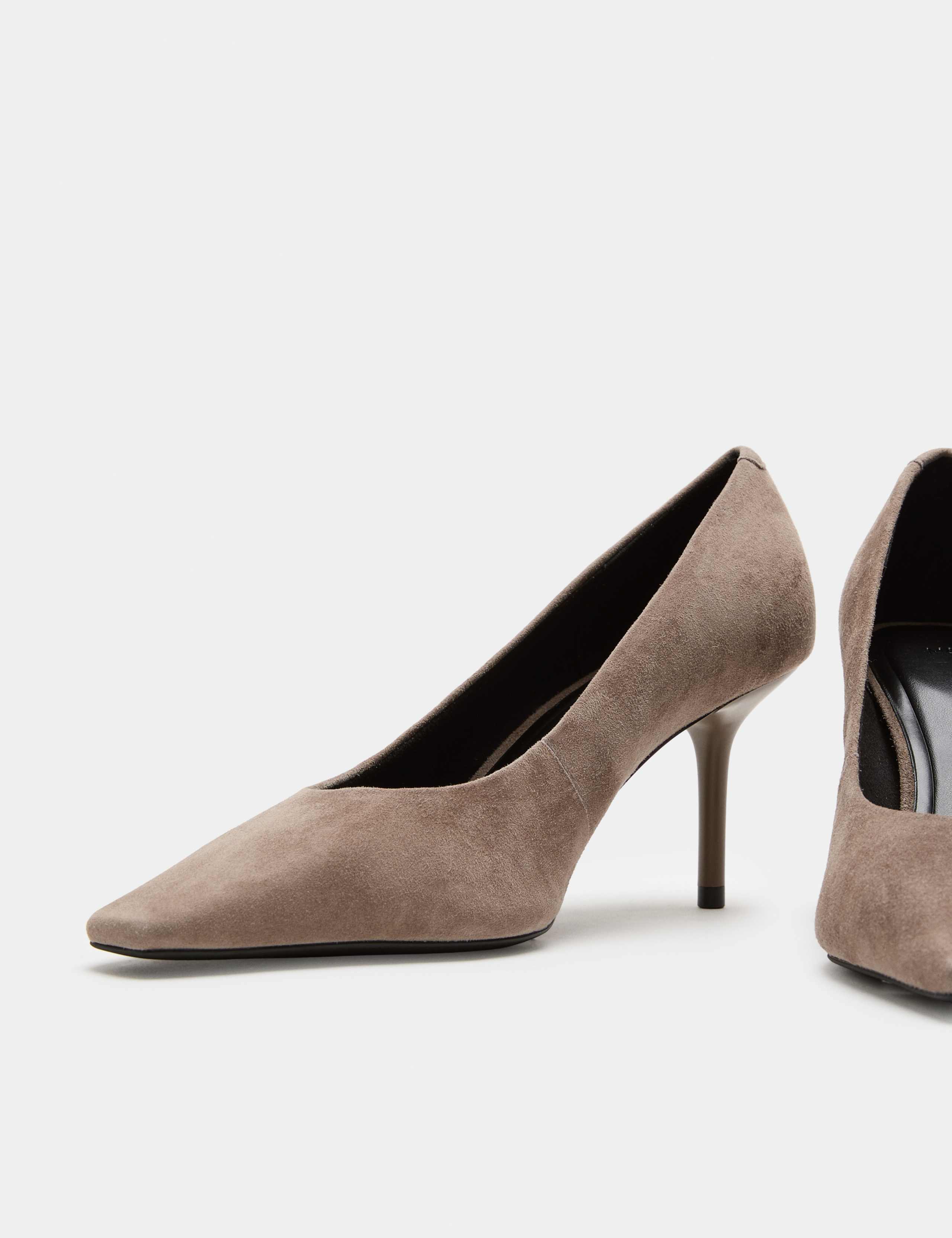 Suede Stiletto Heel Chisel Toe Court Shoes
