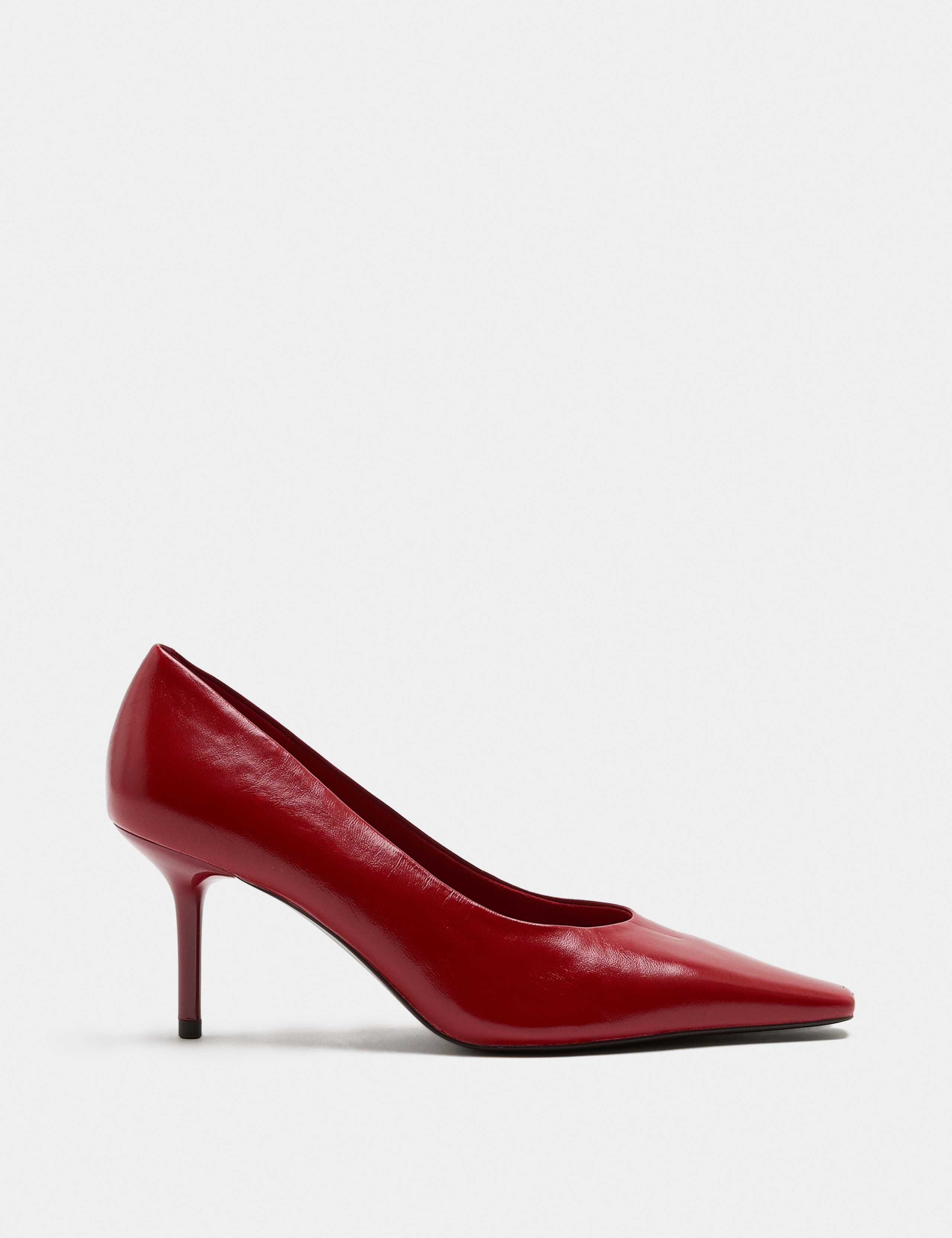 Leather Stiletto Heel Chisel Toe Court Shoes