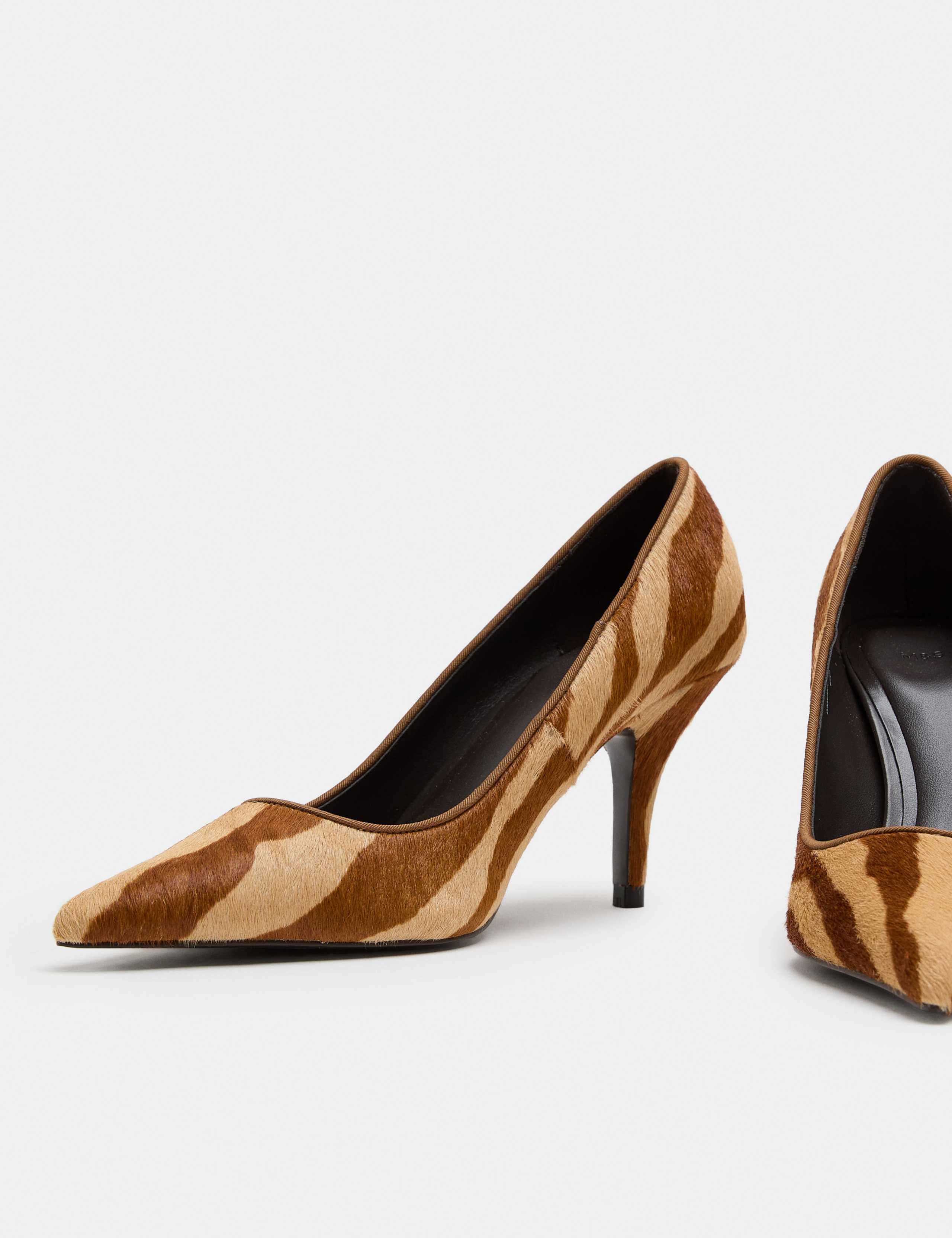 Hair On Animal Print Stiletto Heel Court Shoes