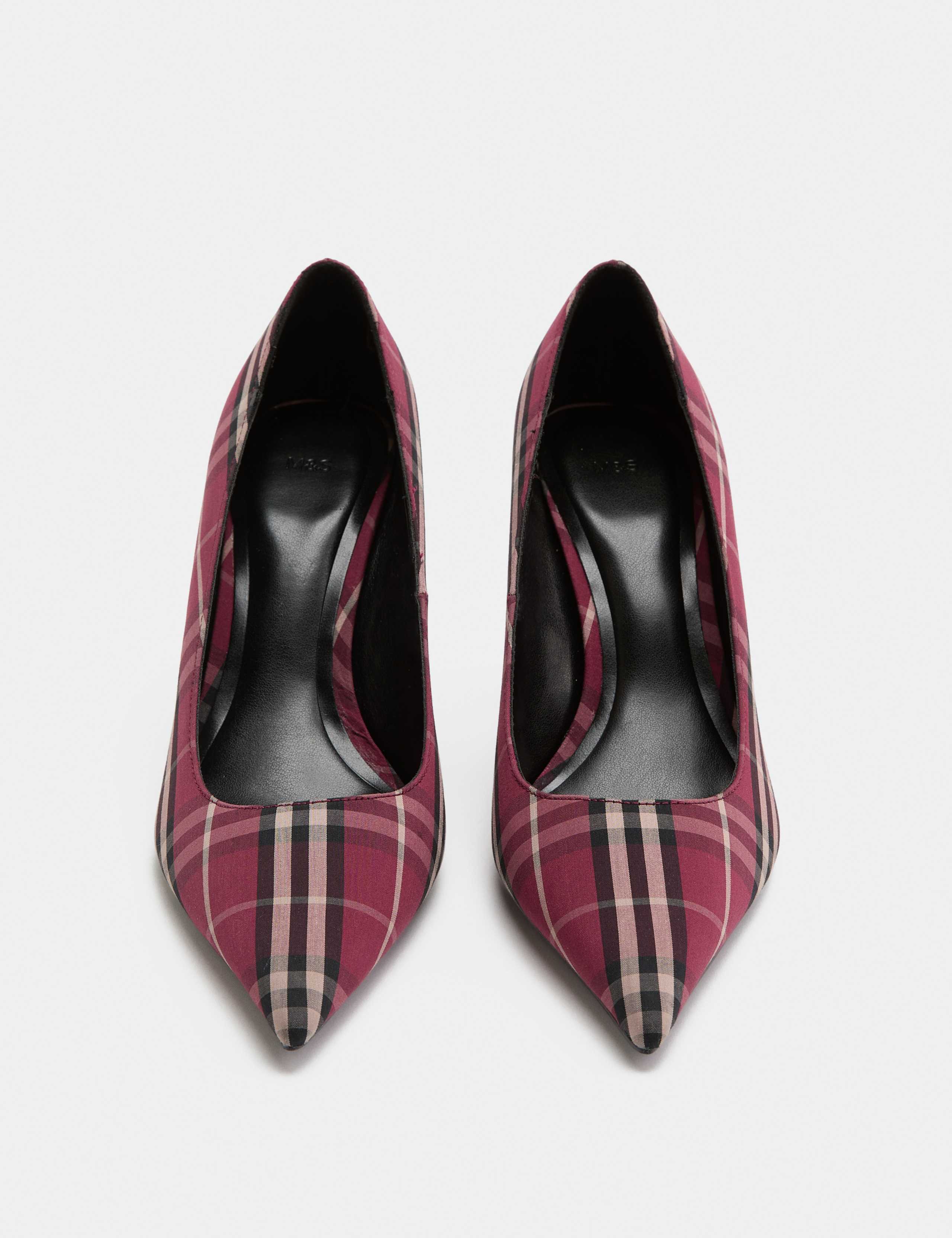Check Print Stiletto Heel Court Shoes