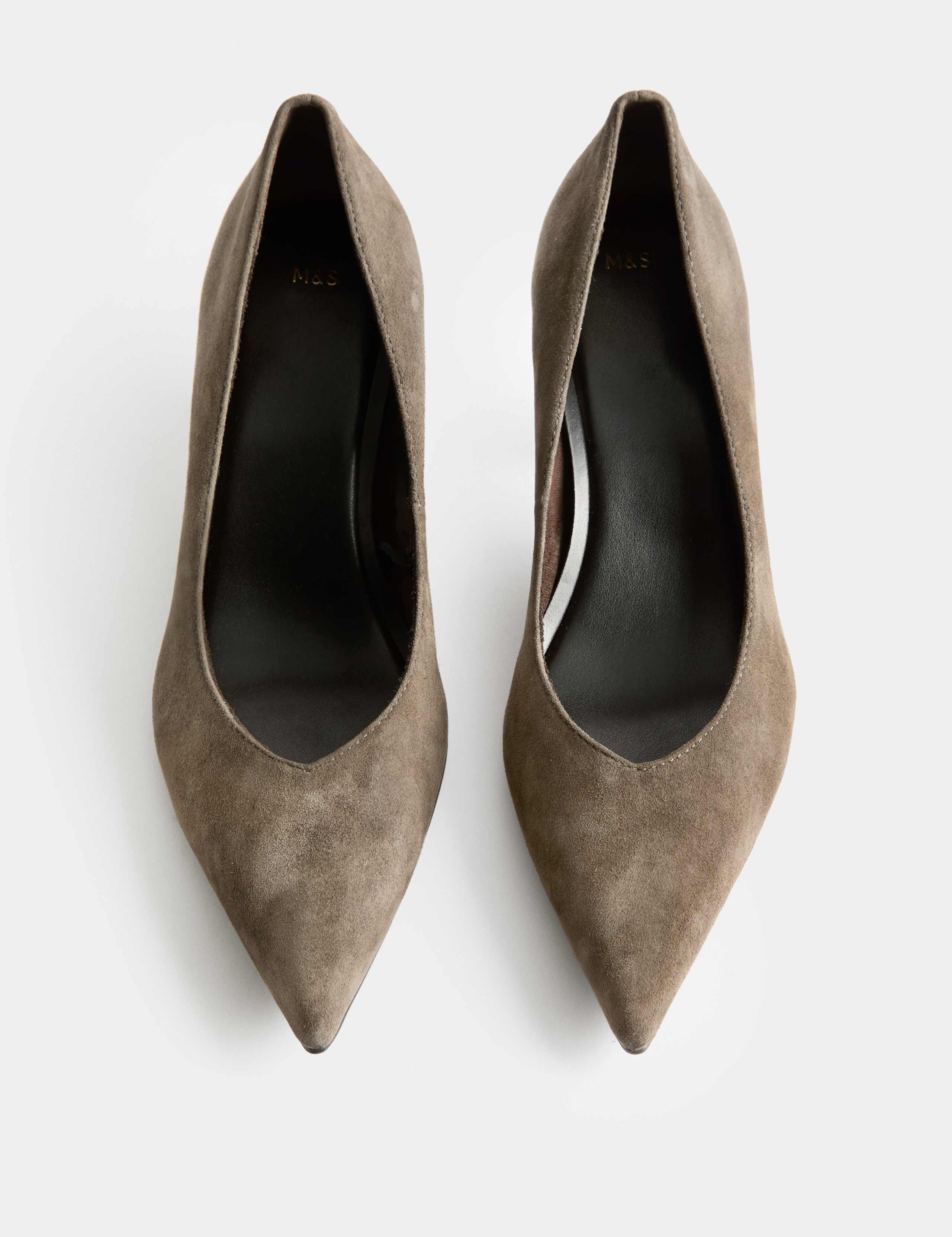 Suede Kitten Heel Pointed Court Shoes