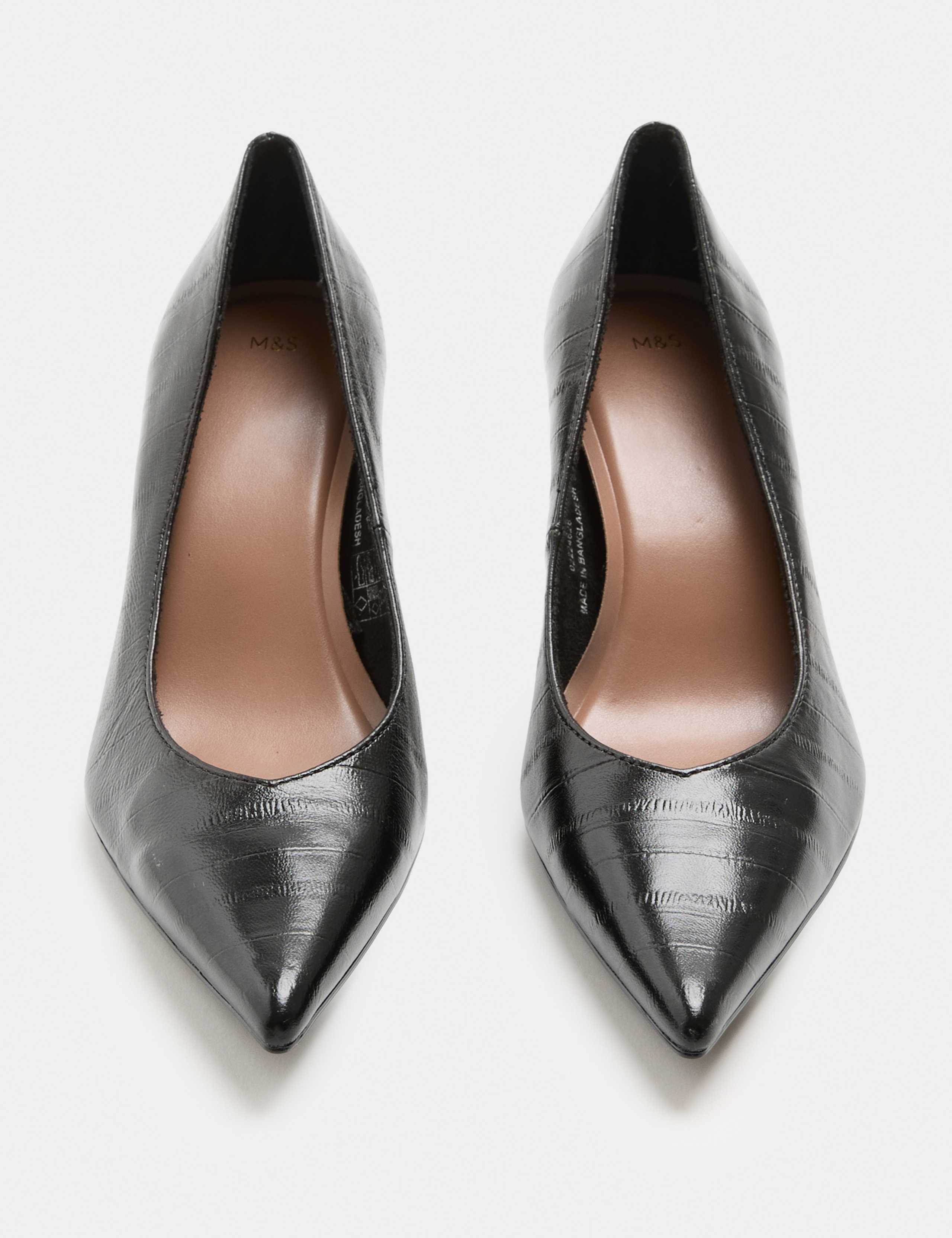 Leather Kitten Heel Pointed Court Shoes