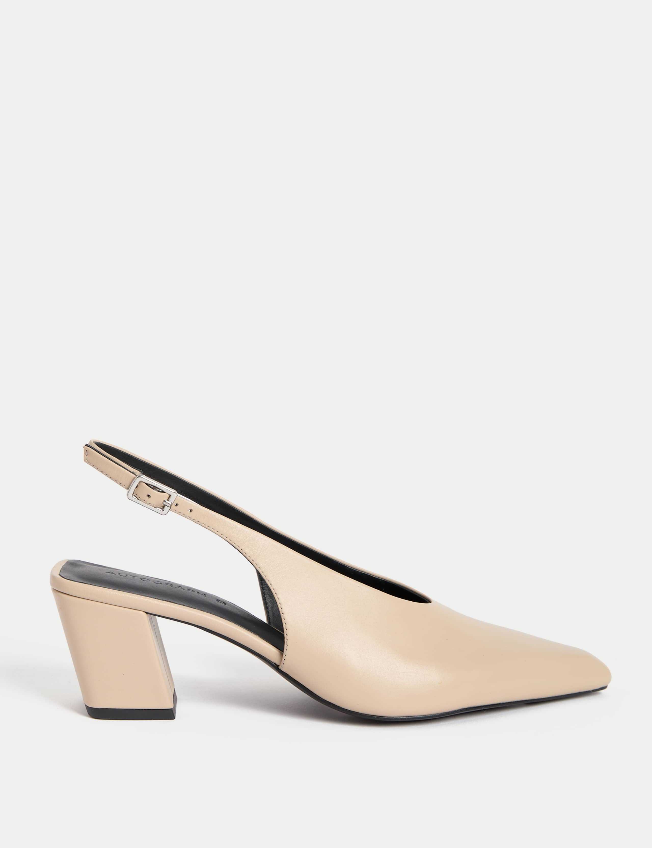 Leather Slingback Chisel Toe Court Shoes