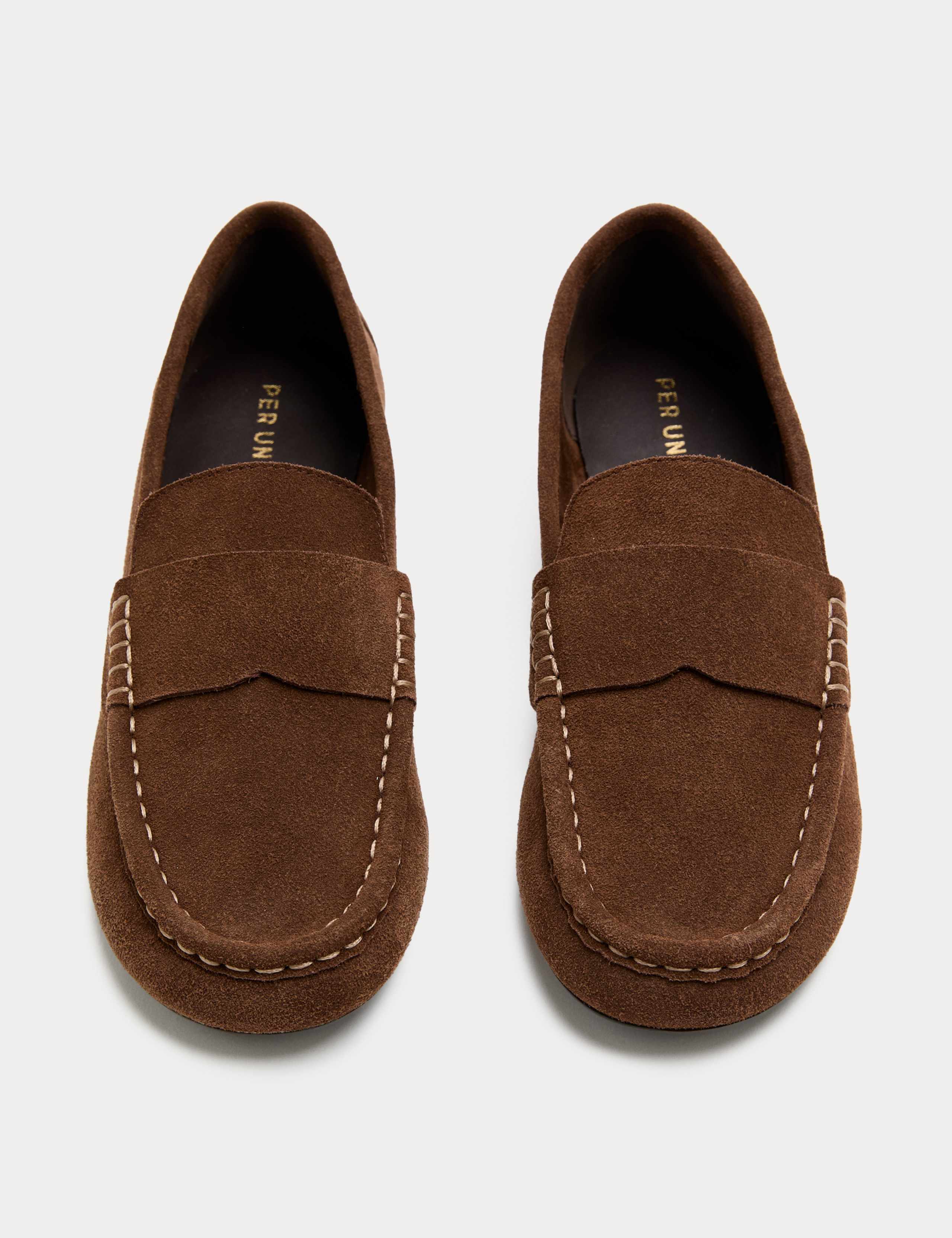 Suede Contrast Stitch Flat Loafers