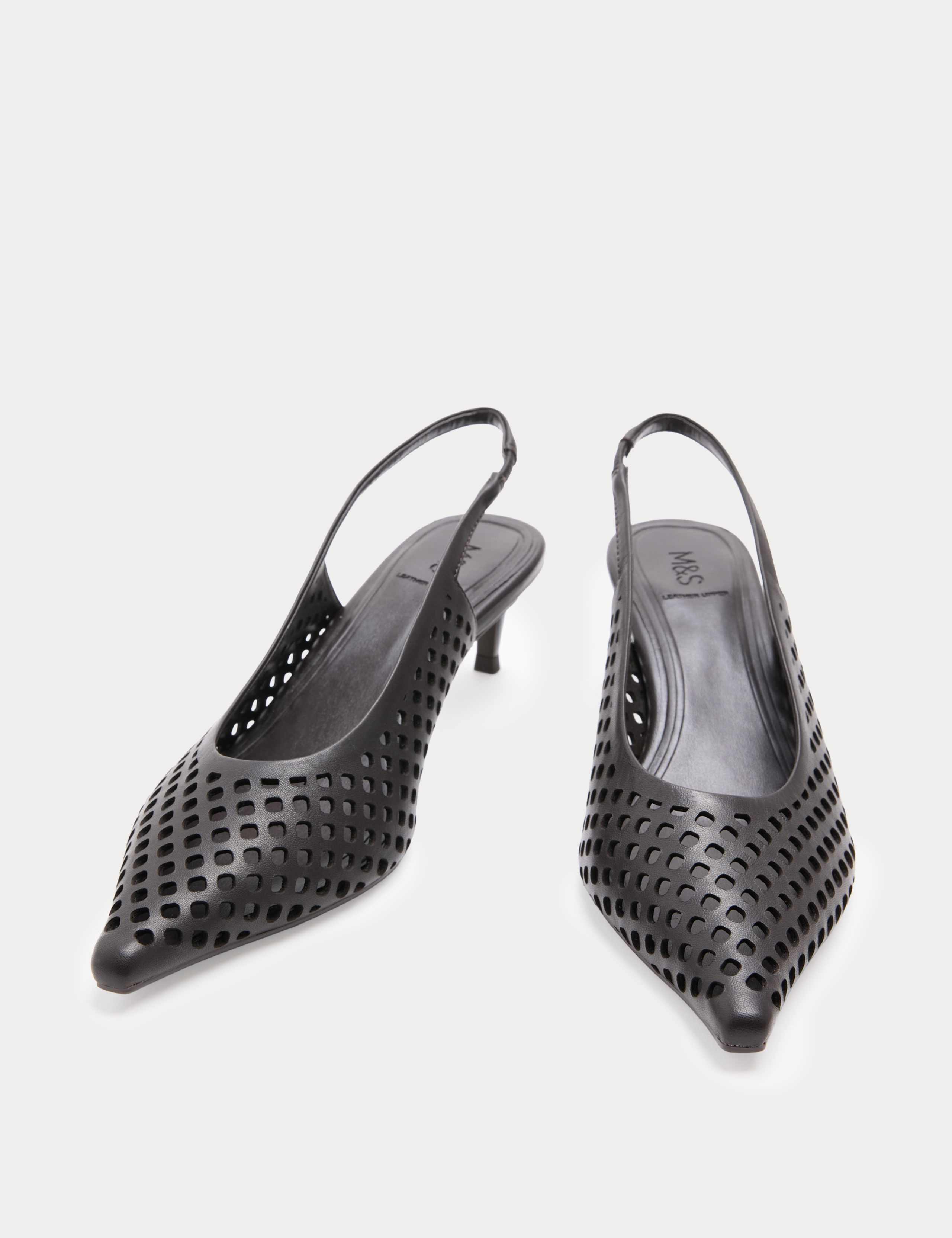 Leather Laser Cut Slingback Sandals