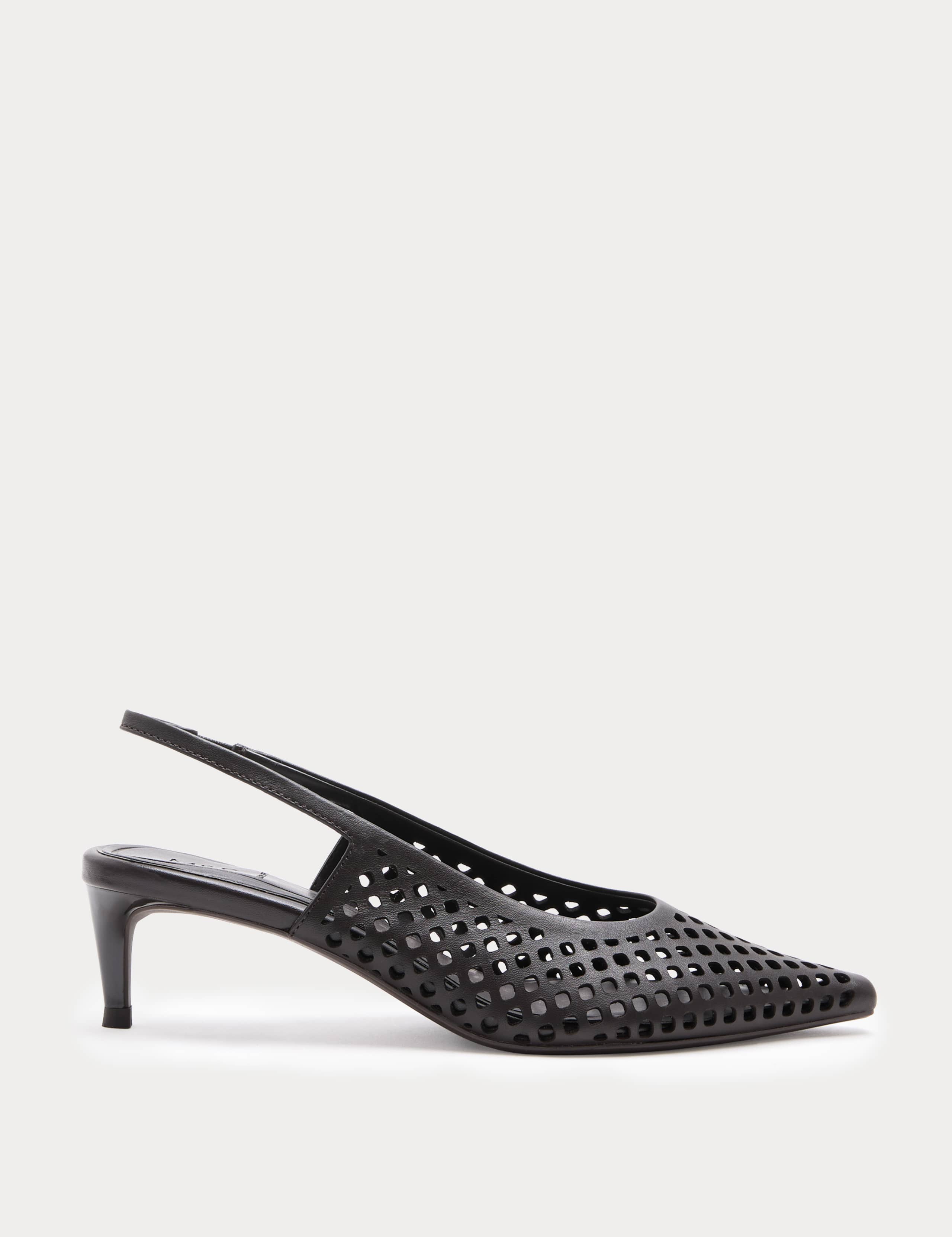 Leather Laser Cut Slingback Sandals