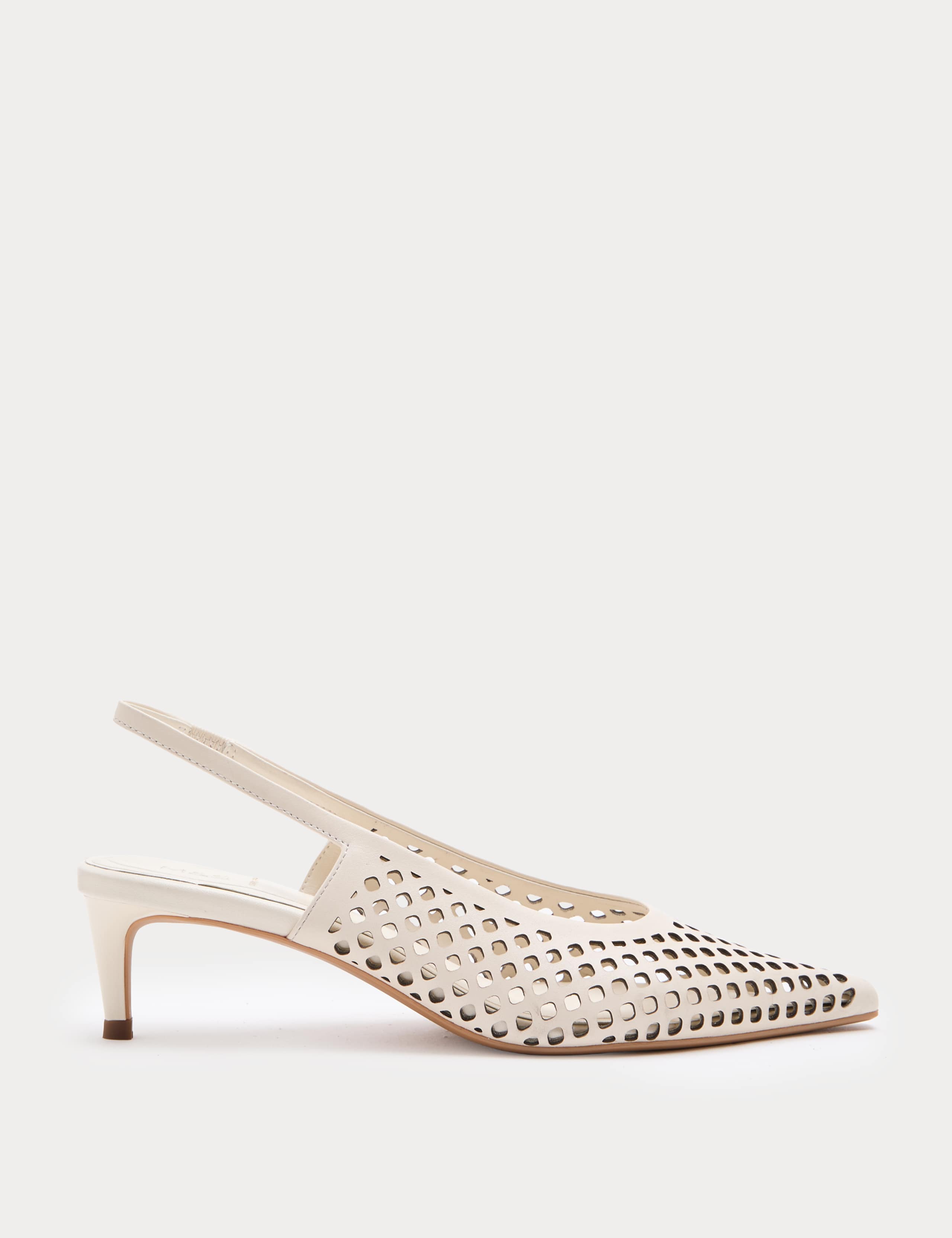 Leather Laser Cut Slingback Sandals