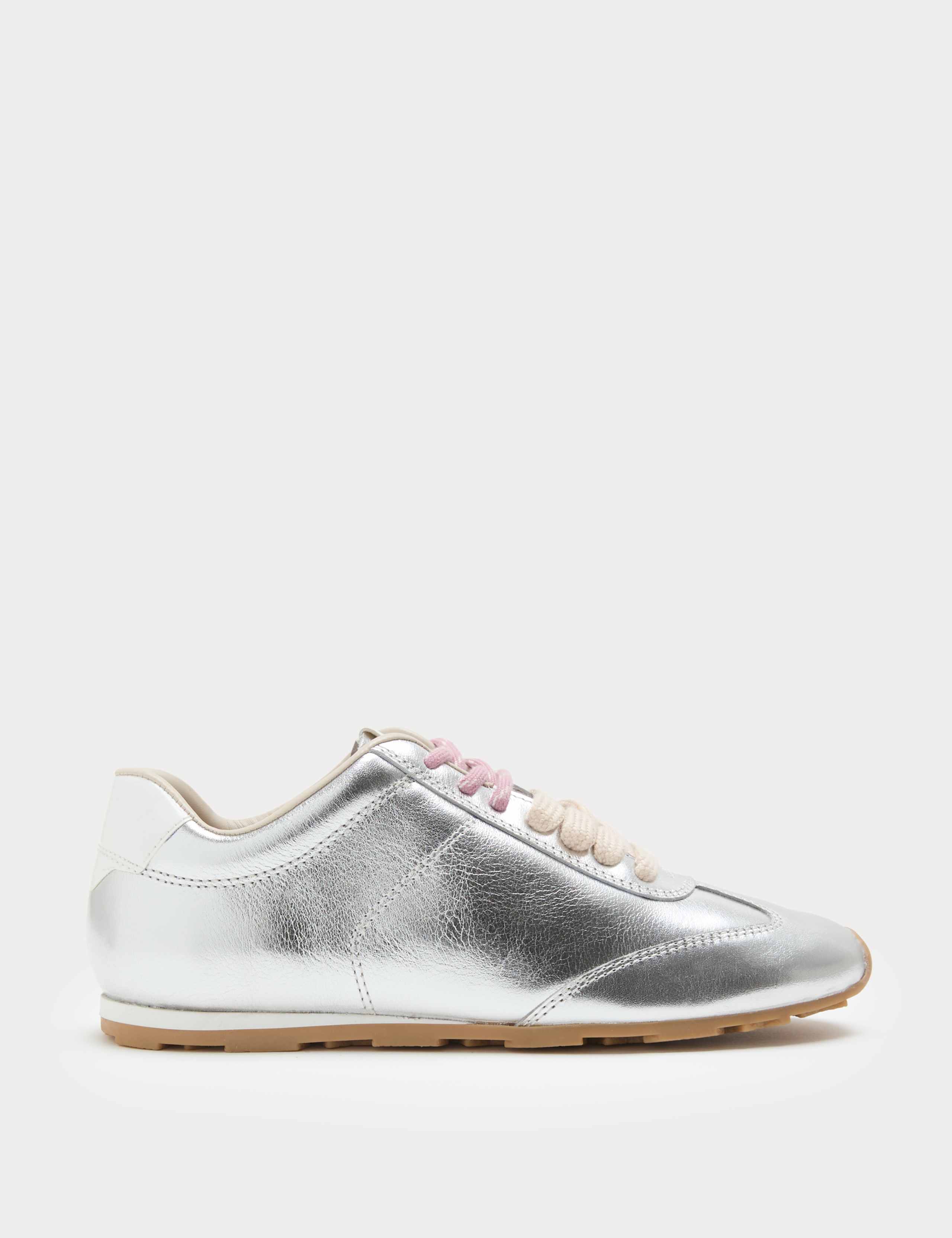 Leather Metallic Double Lace Trainers