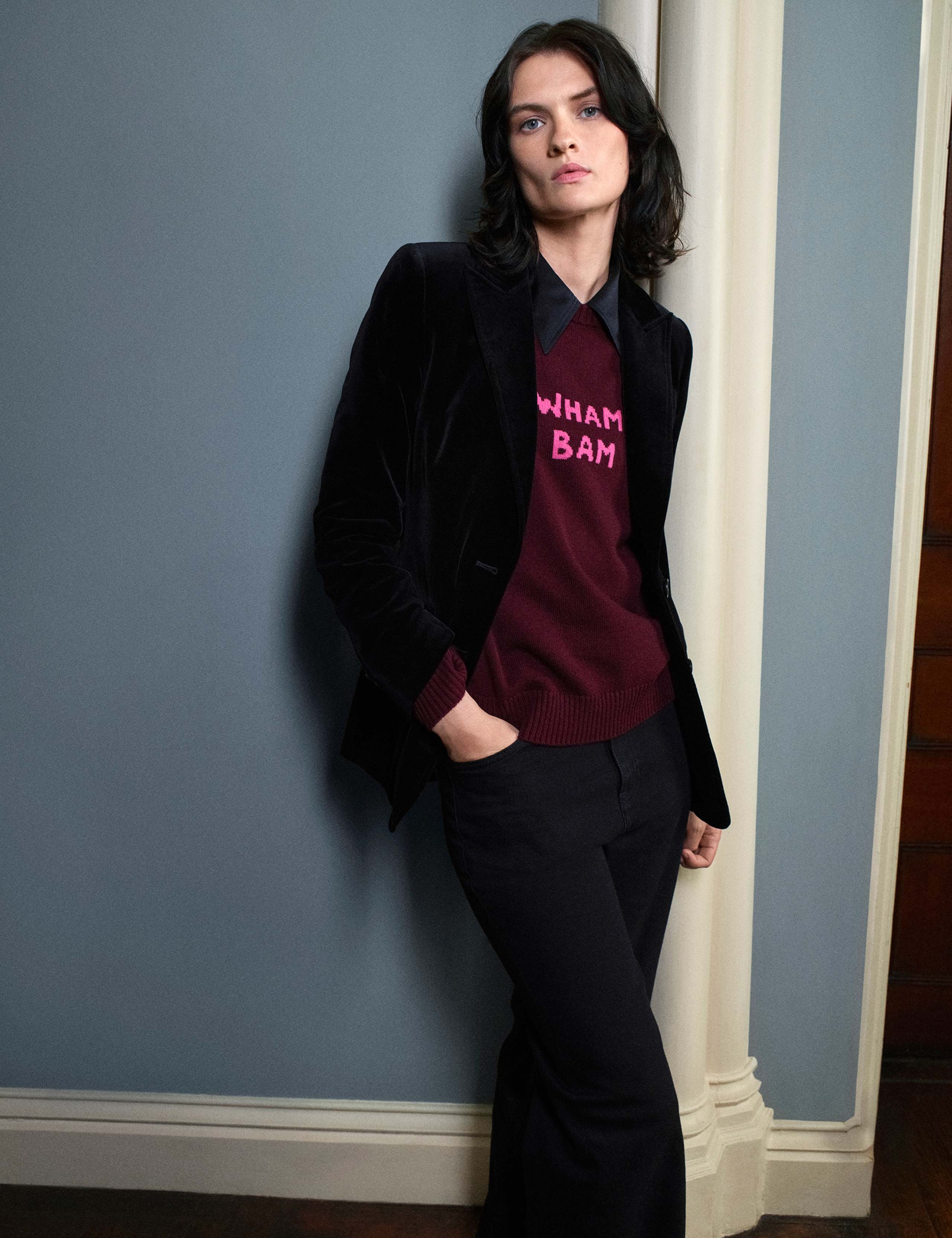 Merino Wool Rich Slogan Relaxed Jumper