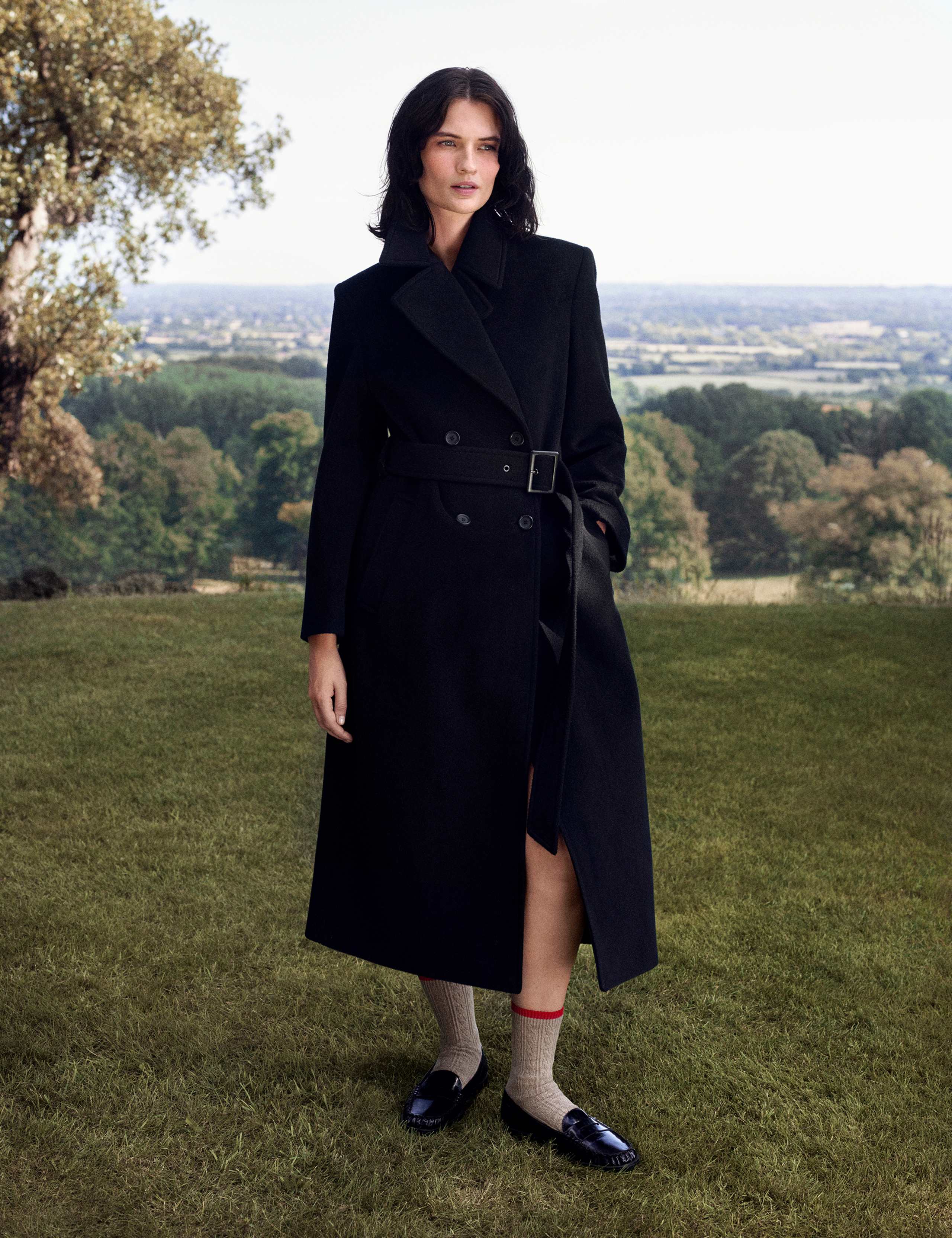 Pure Wool Belted Double Breasted Coat