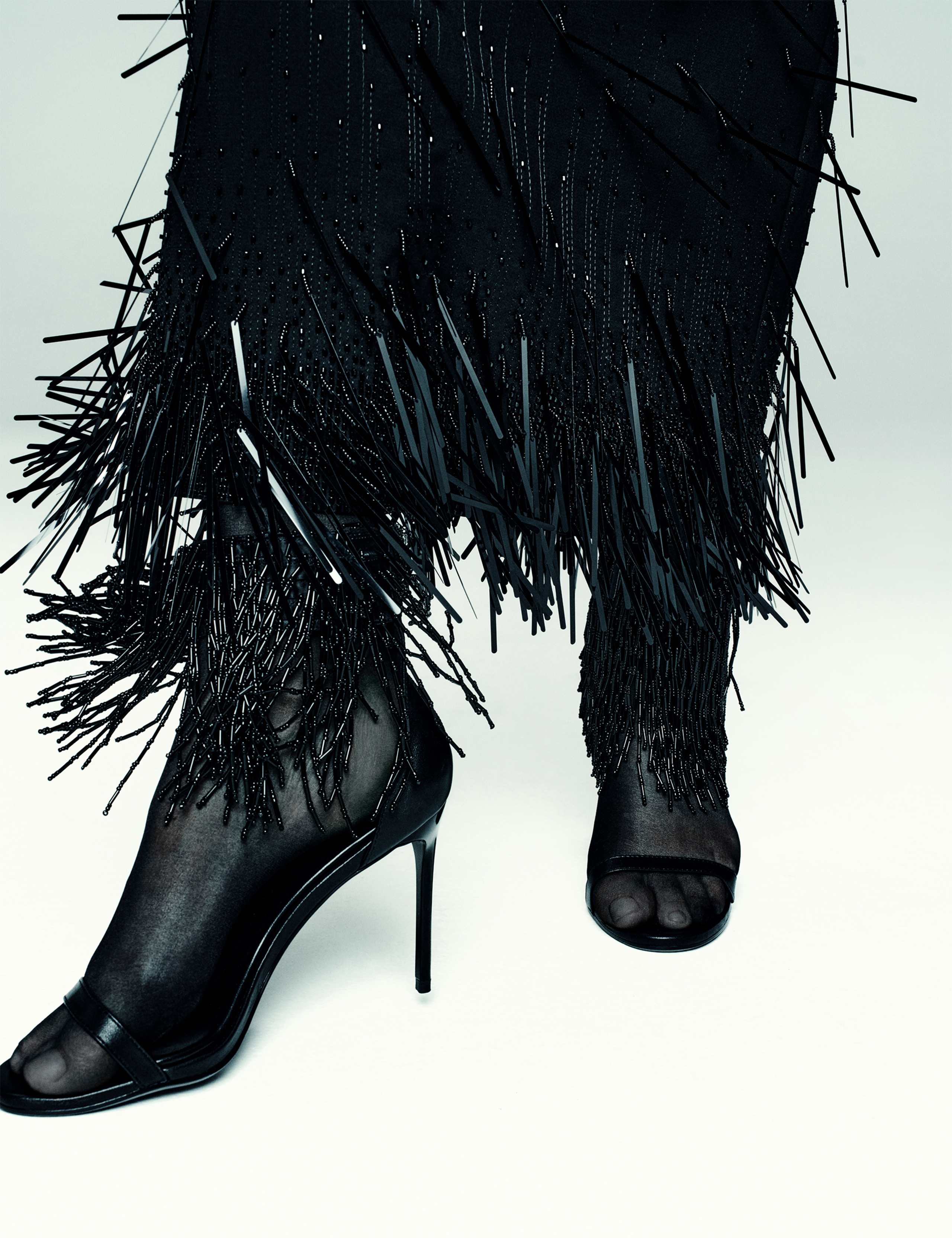 Leather Tassel Strappy Stiletto Heel Sandals