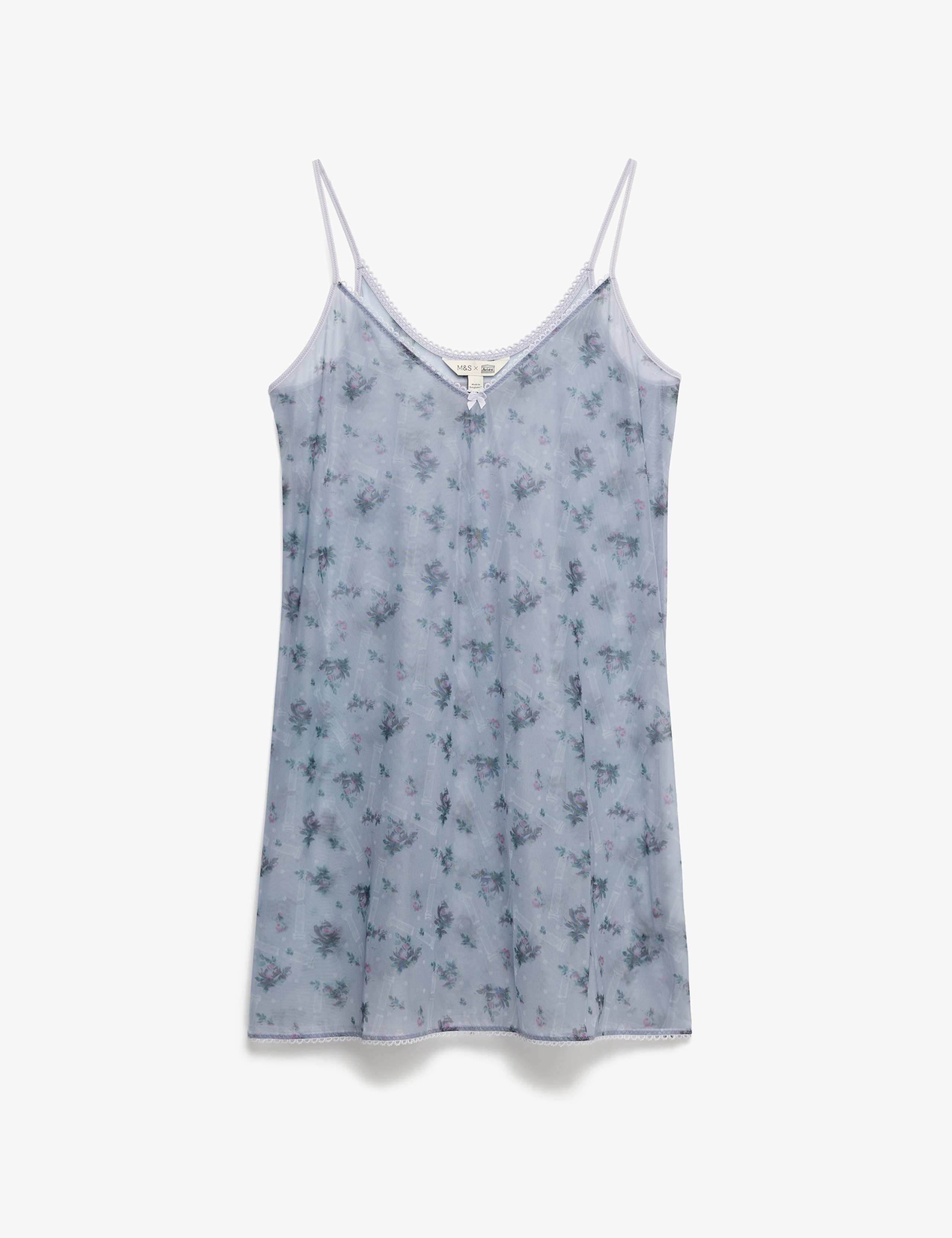 Sheer Floral Print Strappy Nightie