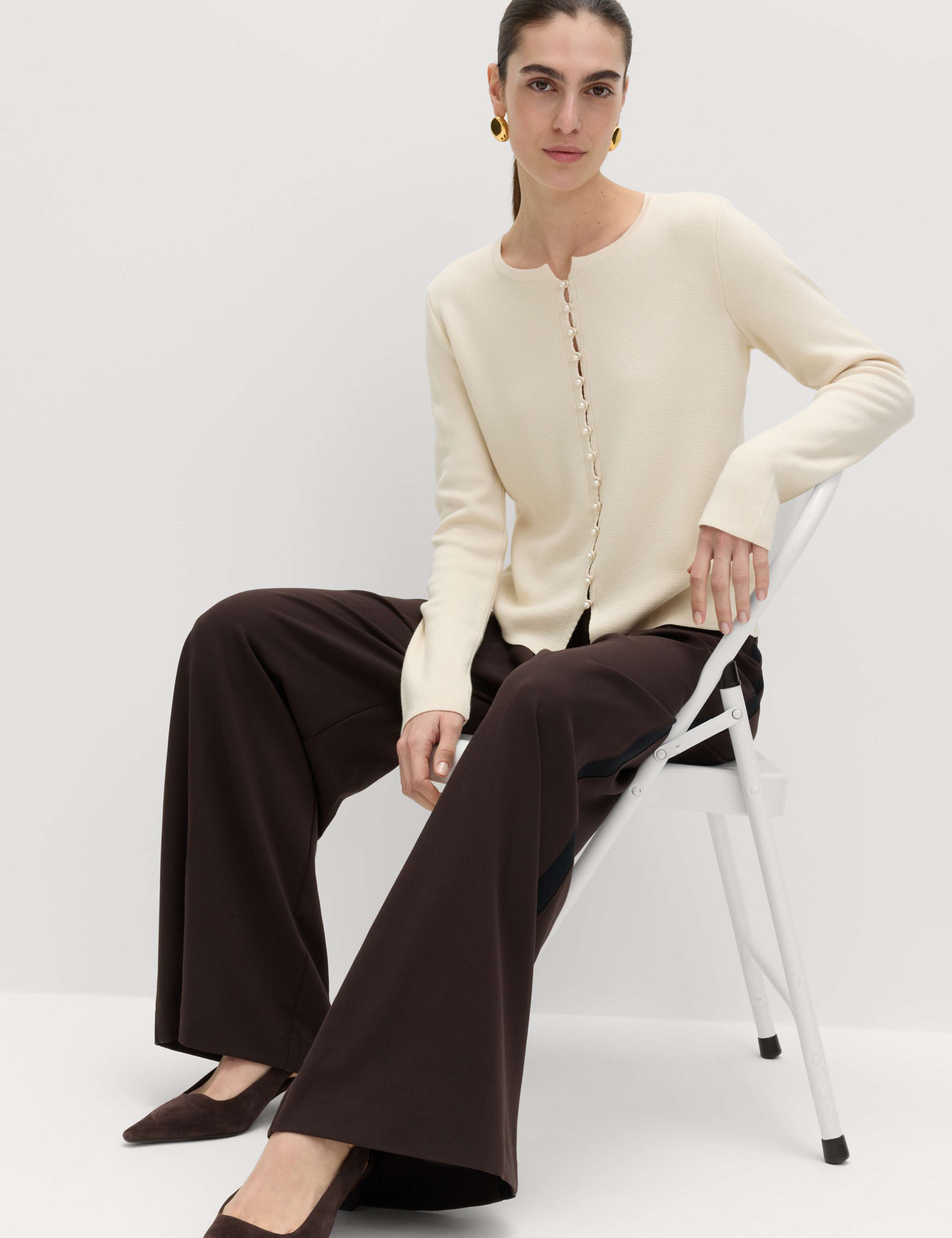 Soft Touch Button Through Fitted Cardigan