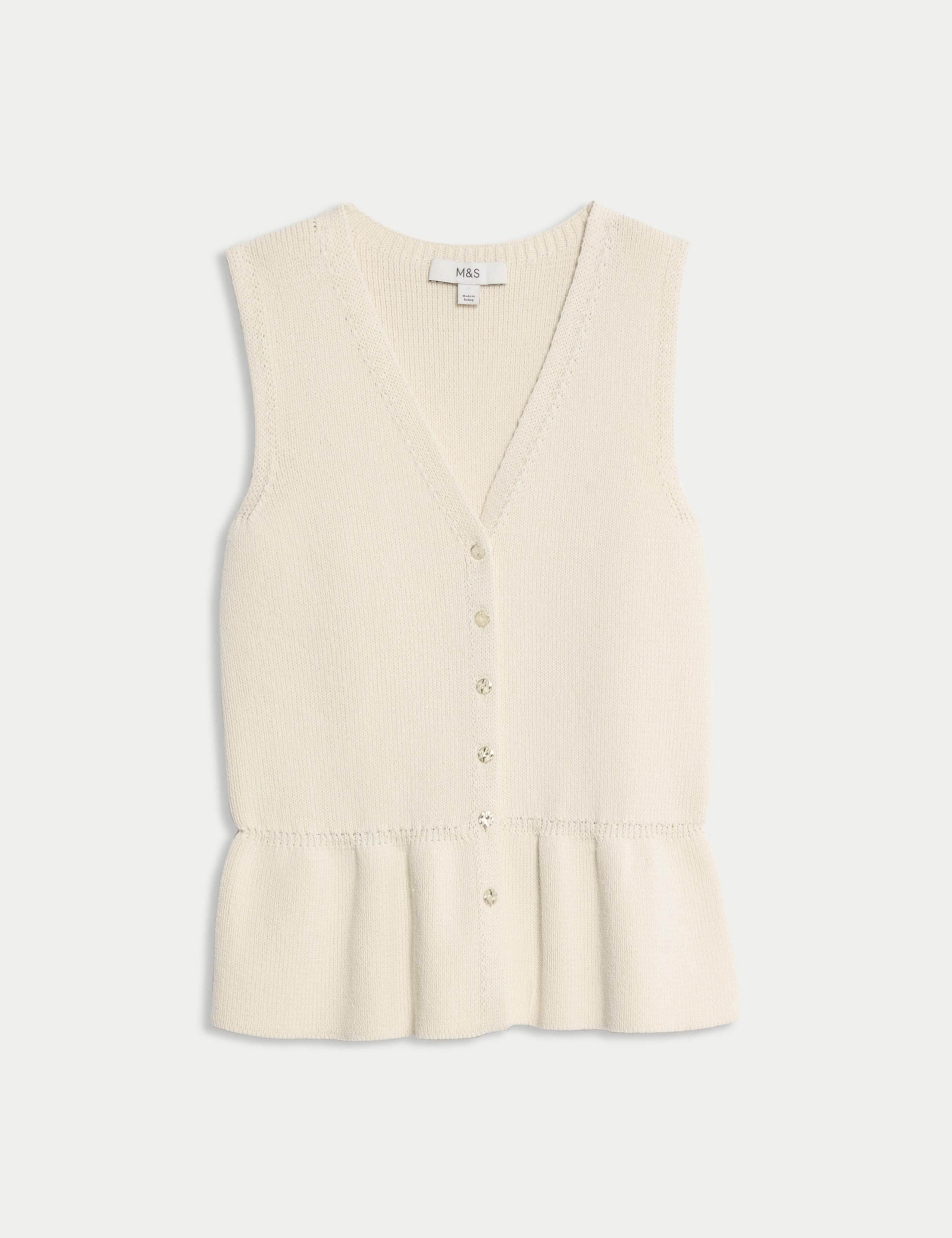 Soft Touch Peplum Knitted Waistcoat