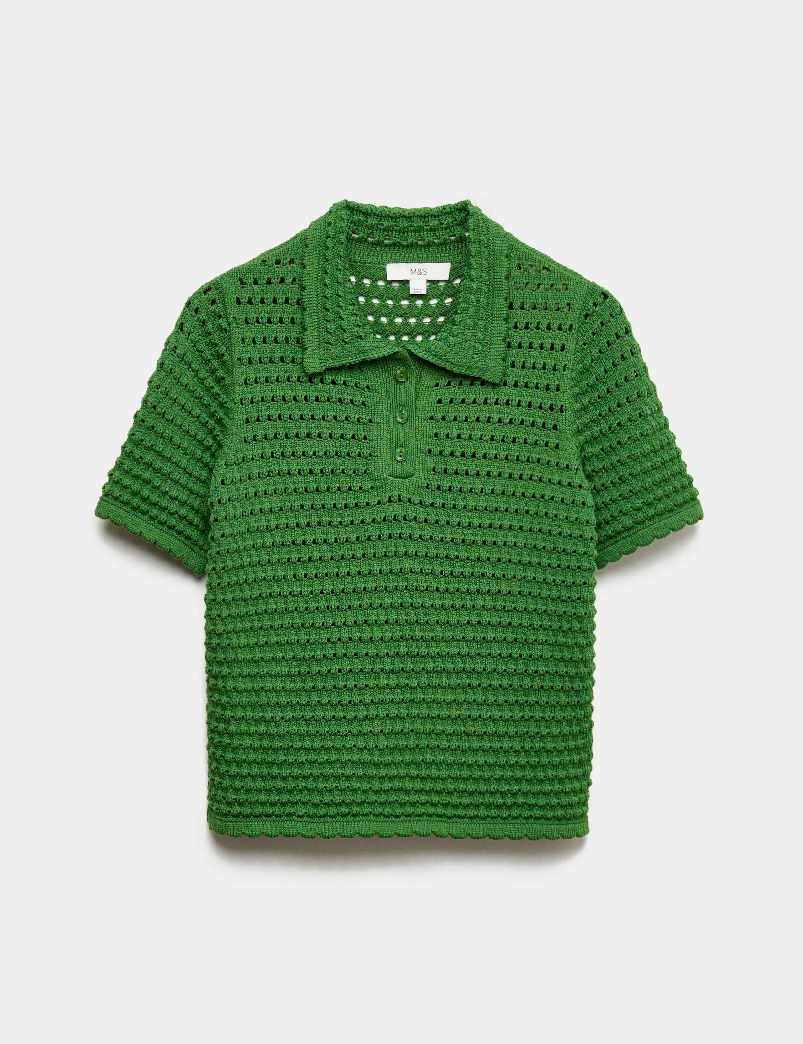 Cotton Rich Collared Knitted Top