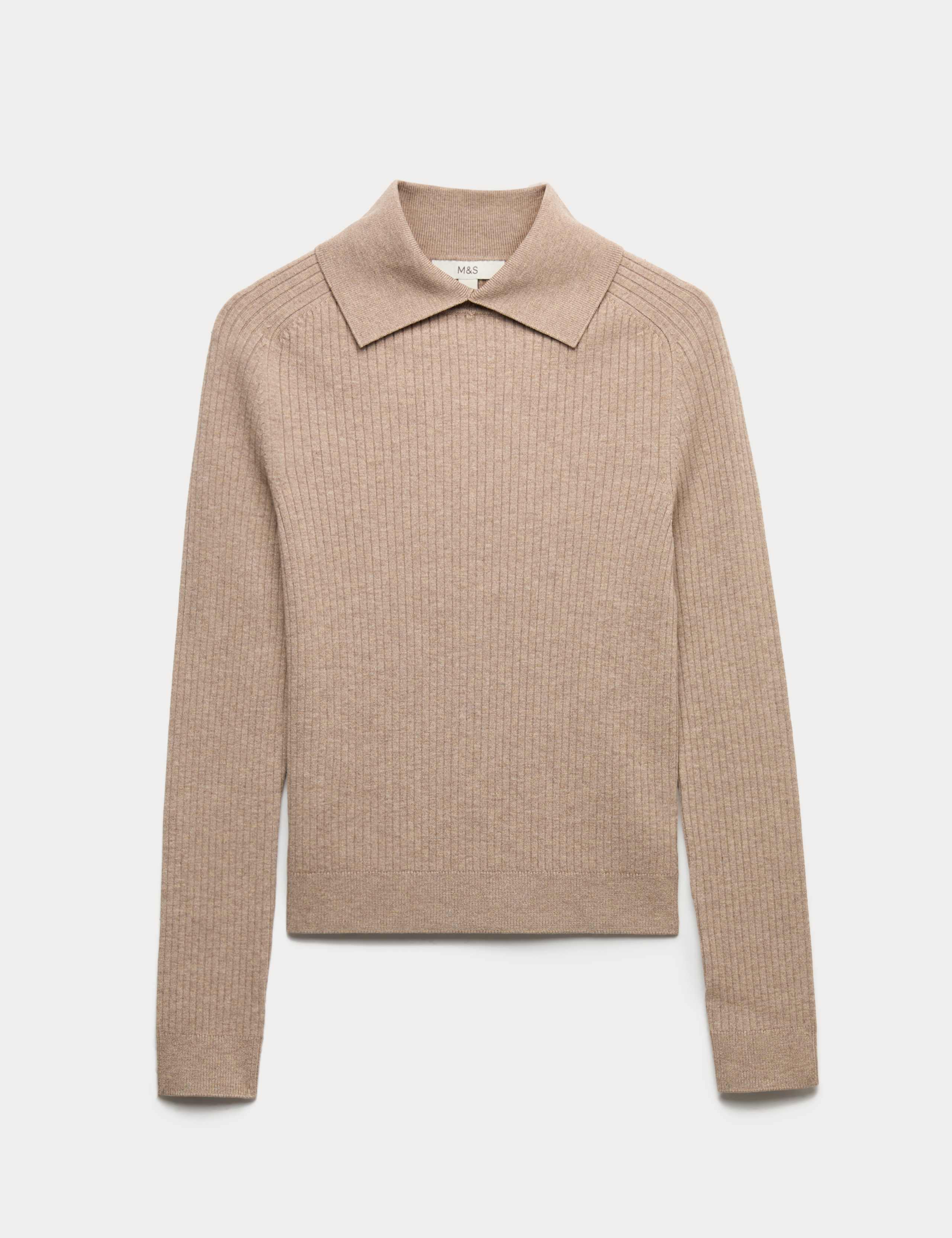 Ribbed Collared Slim Fit Knitted Top