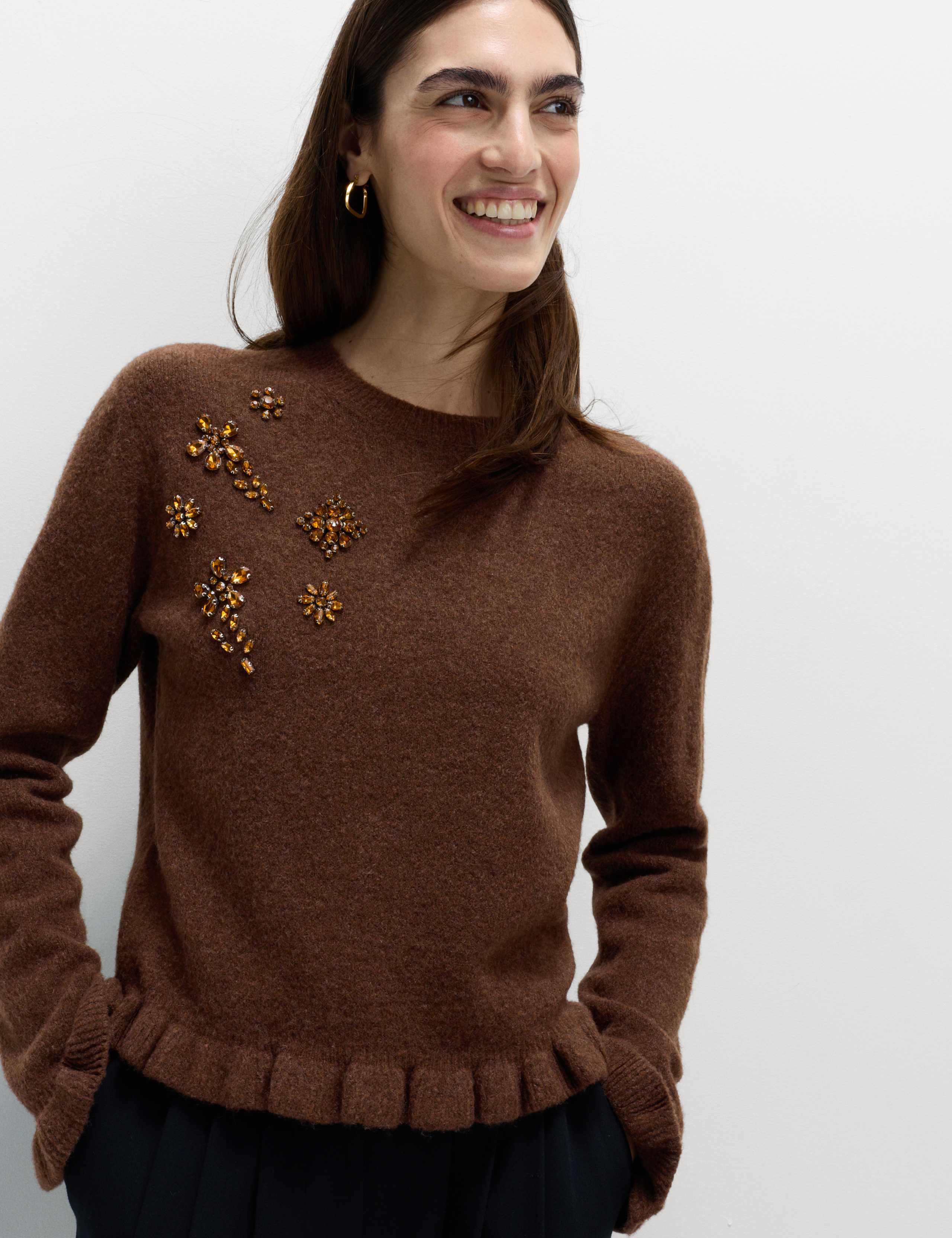 Gem Embellished Jumper with Wool