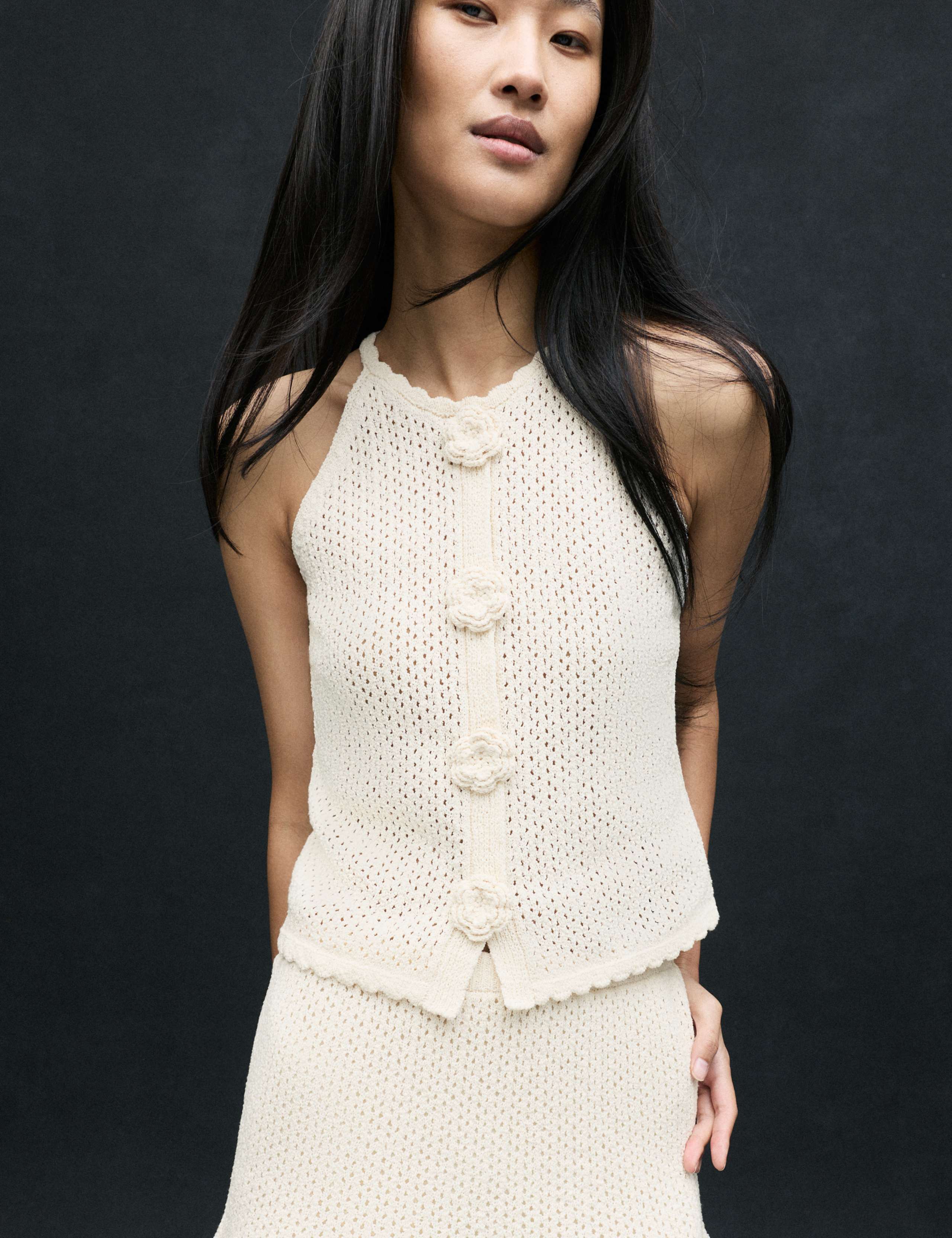 Cotton-Blend Textured Mini Knitted Skirt
