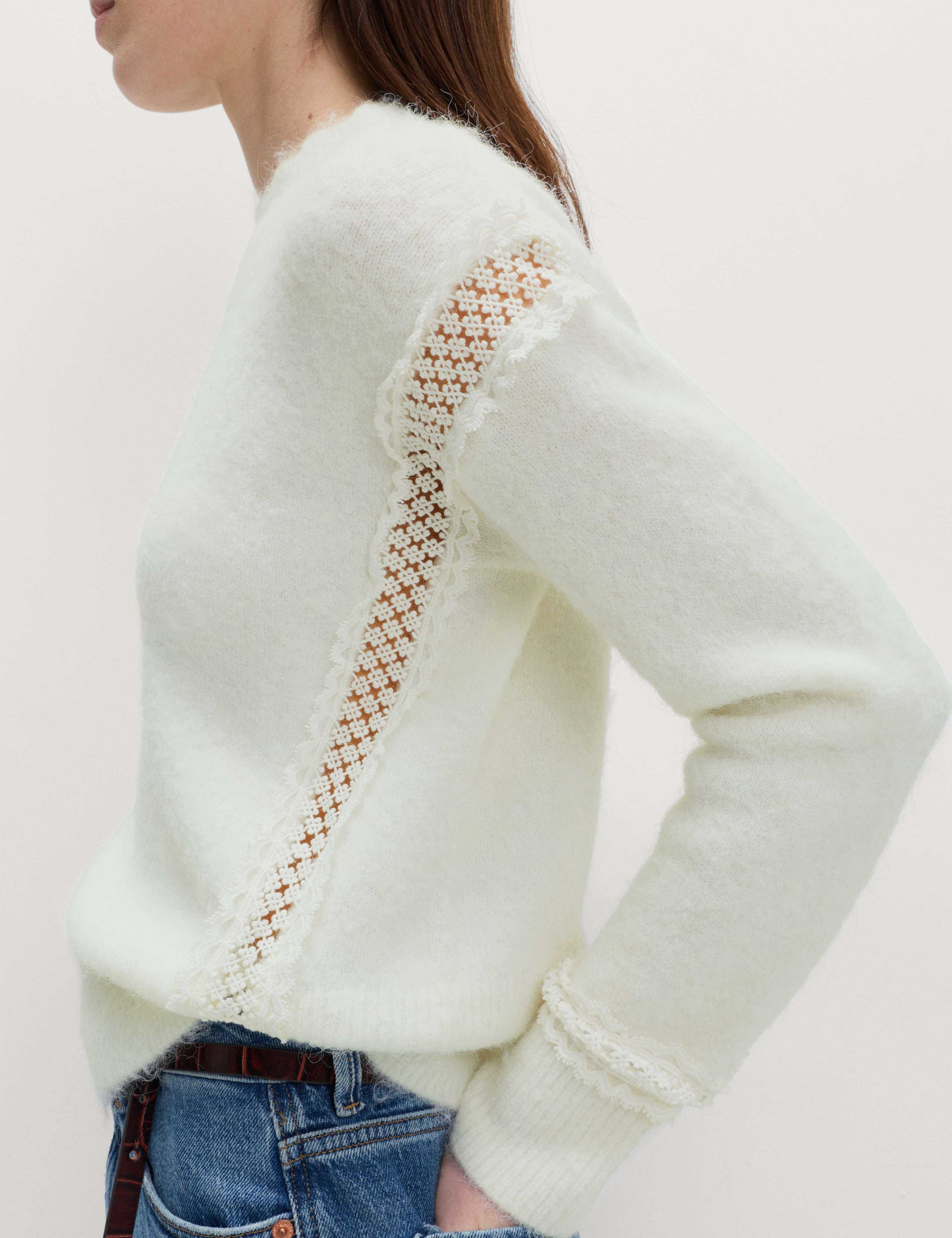 Lace Detail Jumper With Wool