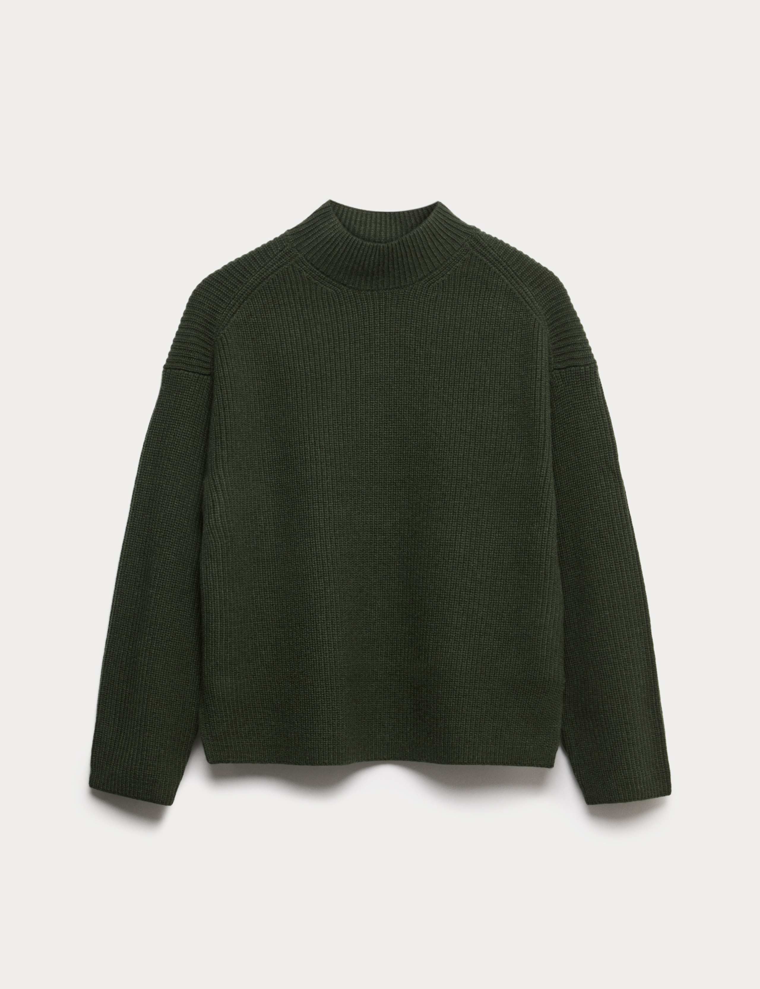 Wool Blend Ribbed Funnel Jumper