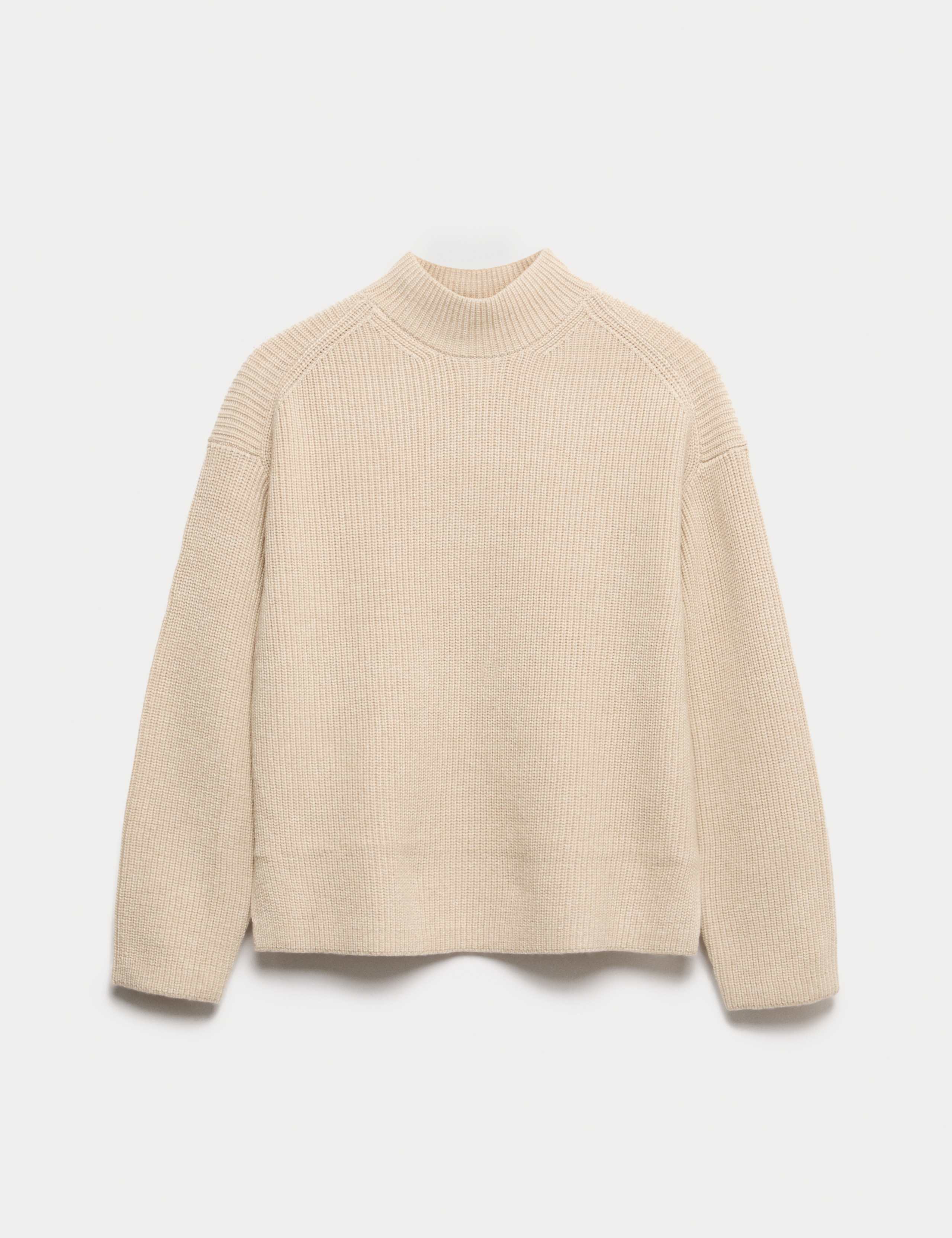 Wool Blend Ribbed Funnel Jumper