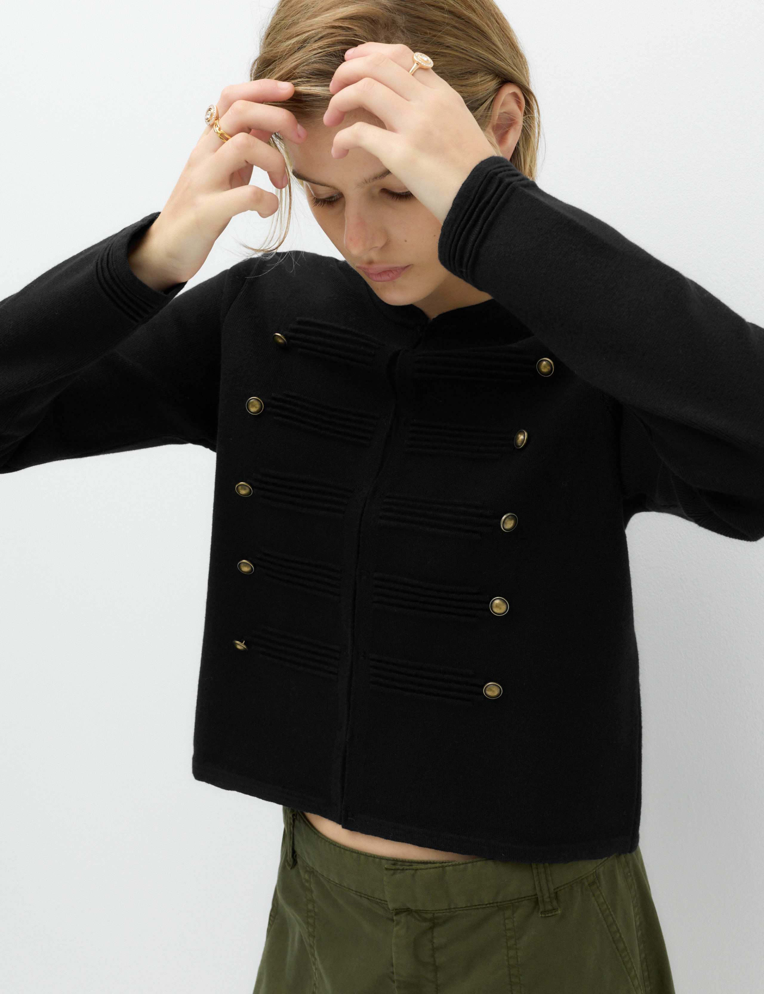 Cotton Rich Button Detail Knitted Jacket