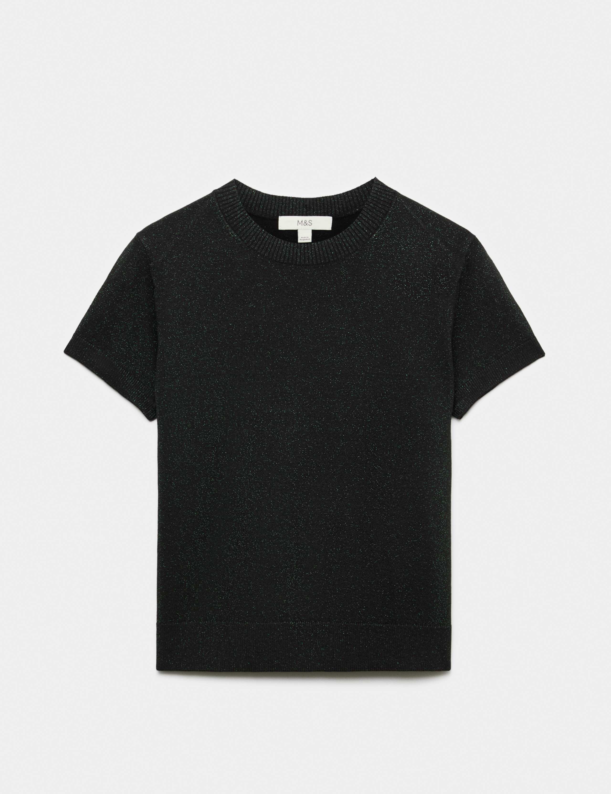 Sparkly Crew Neck Slim Fit Knitted Top