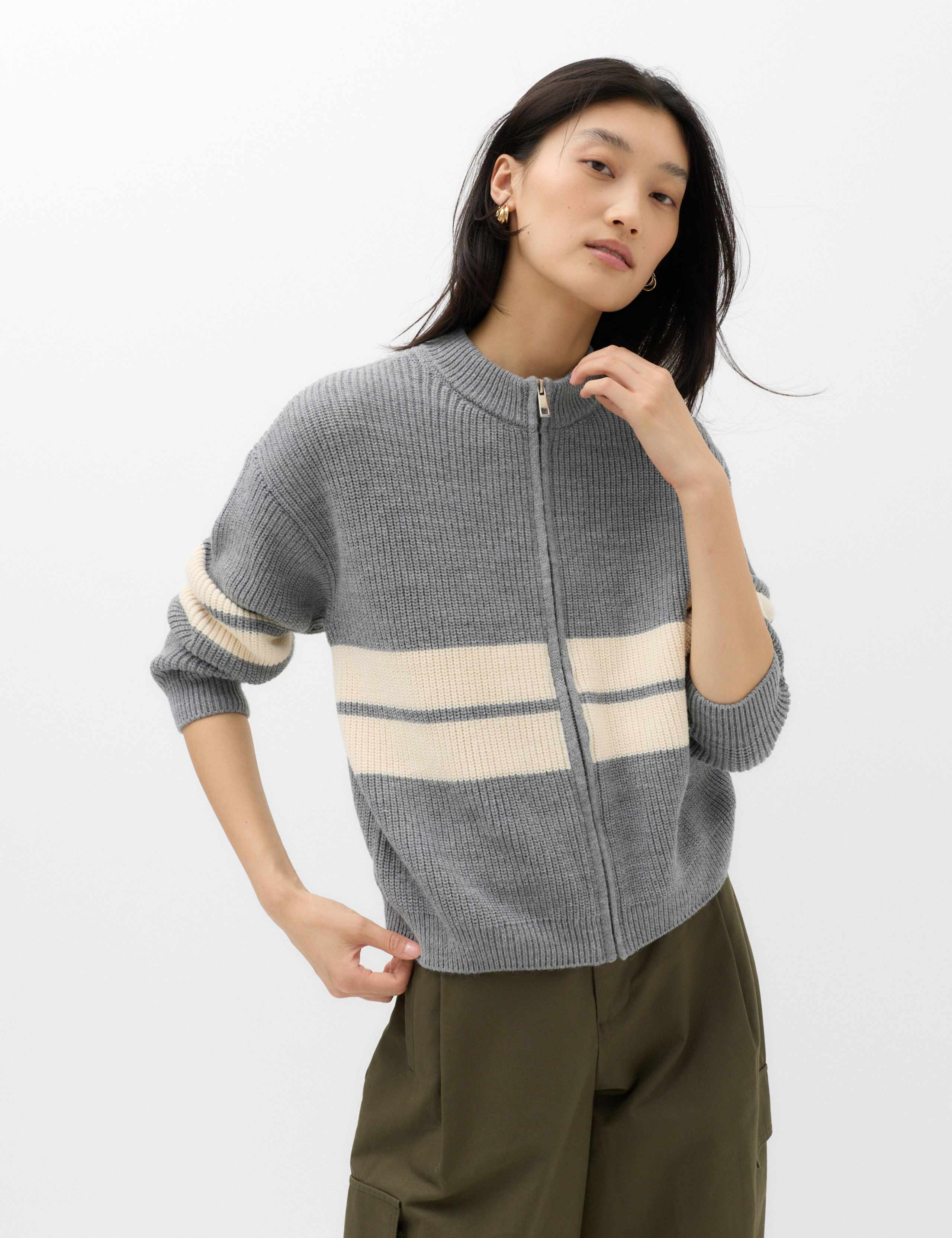 Striped Relaxed Knitted Jacket