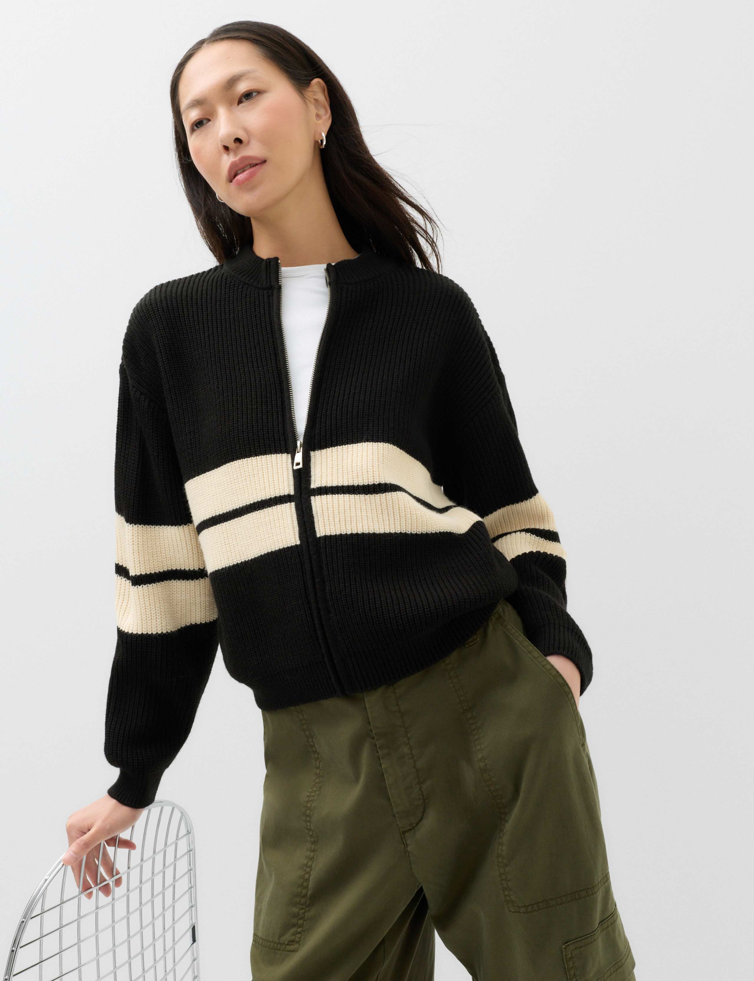 Striped Relaxed Knitted Jacket