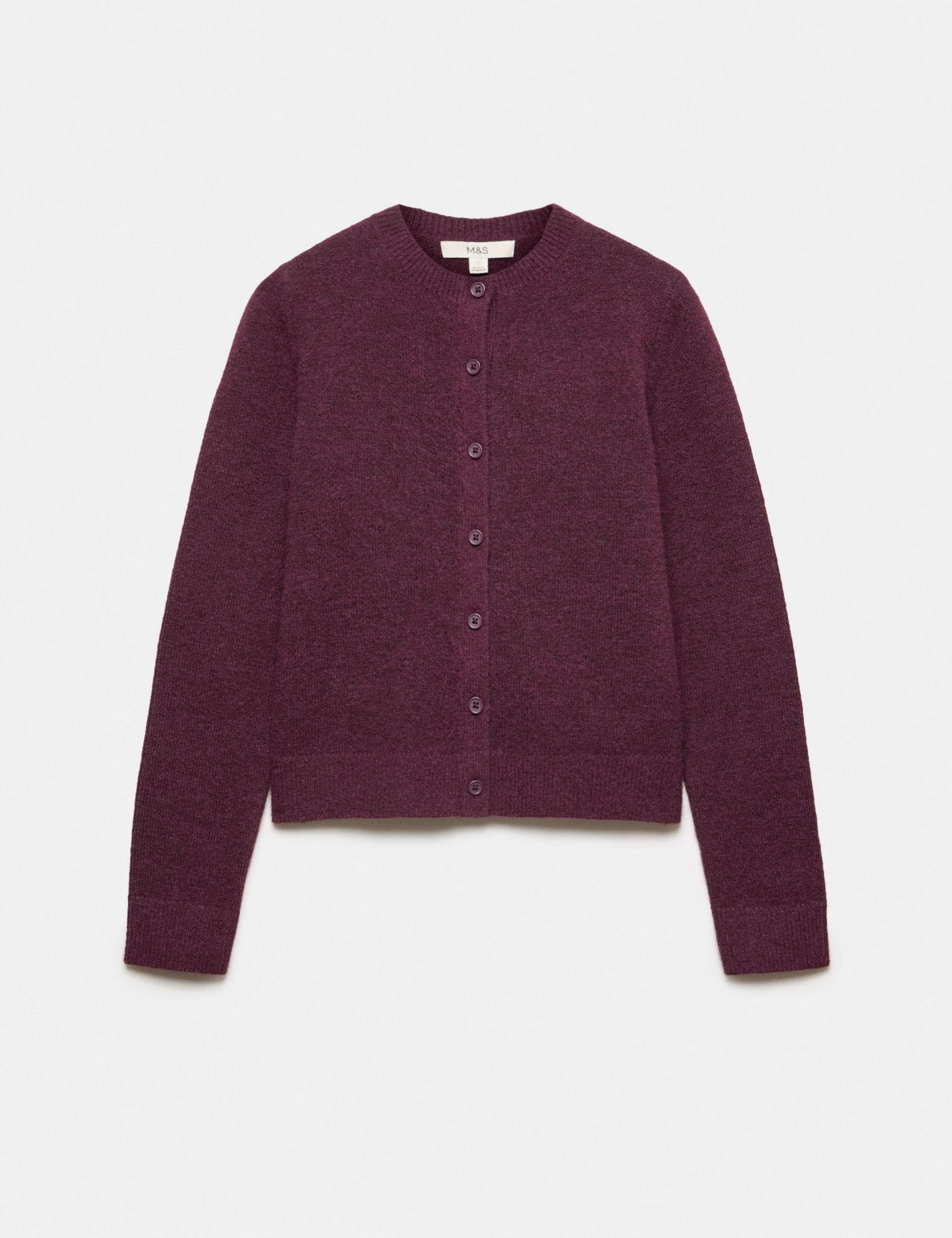 Crew Neck Cardigan with Wool