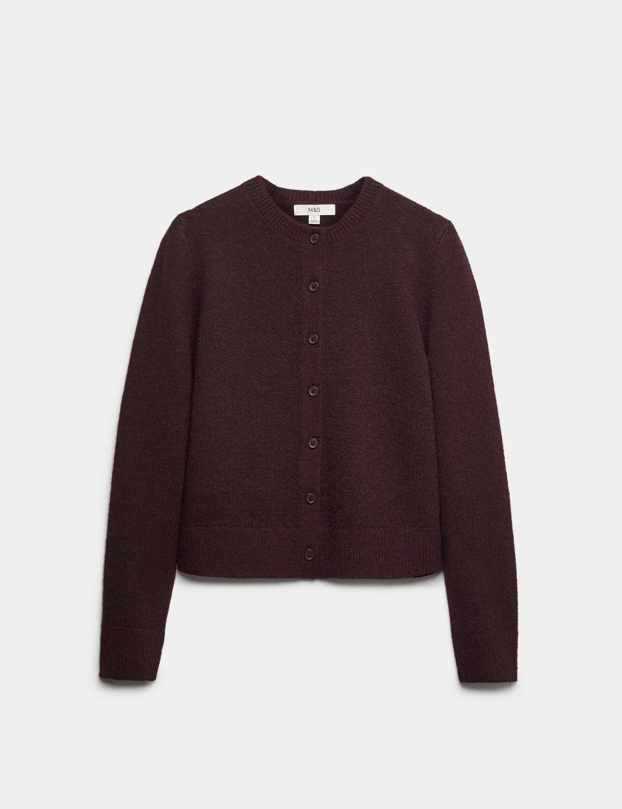 Crew Neck Cardigan with Wool
