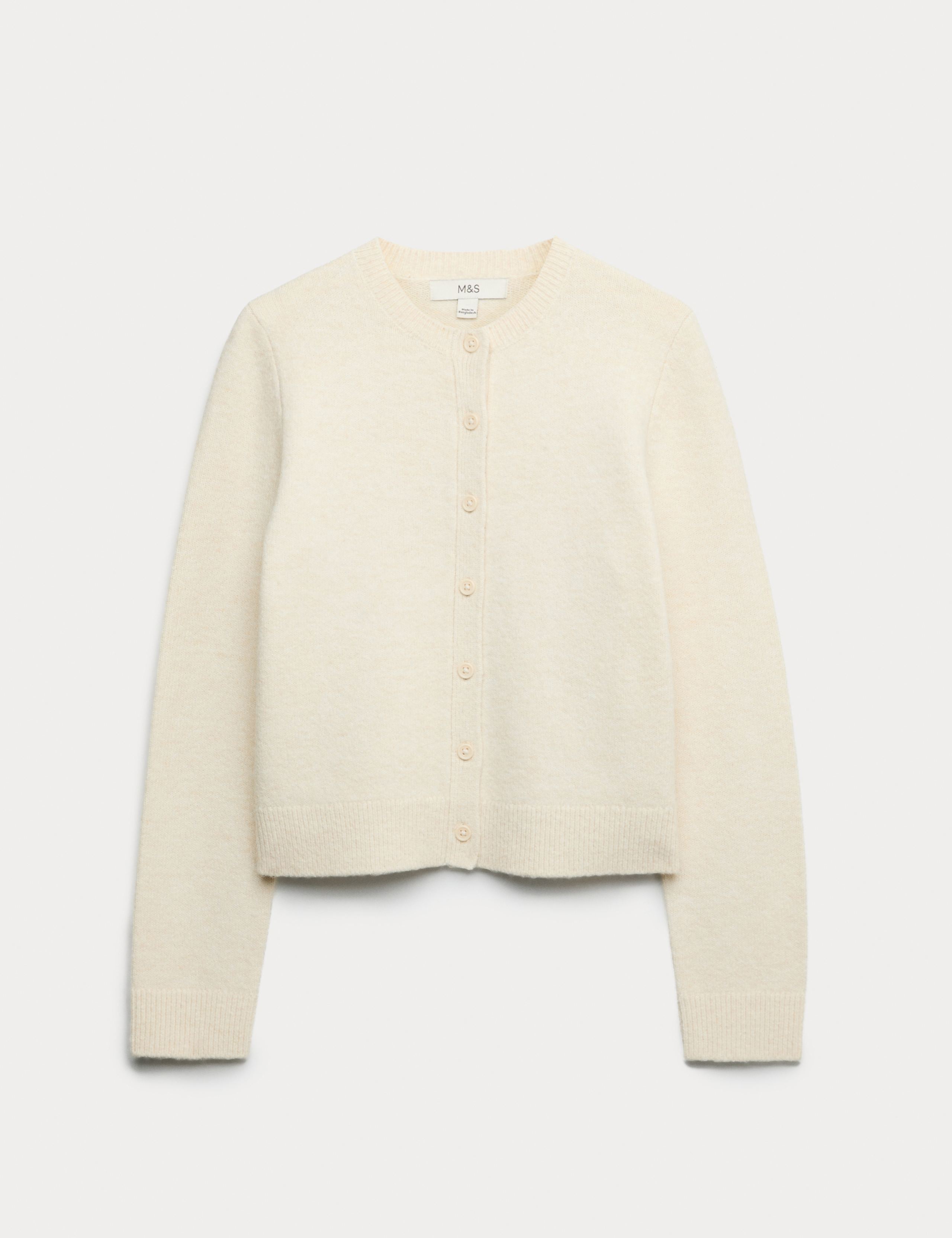 Crew Neck Cardigan with Wool