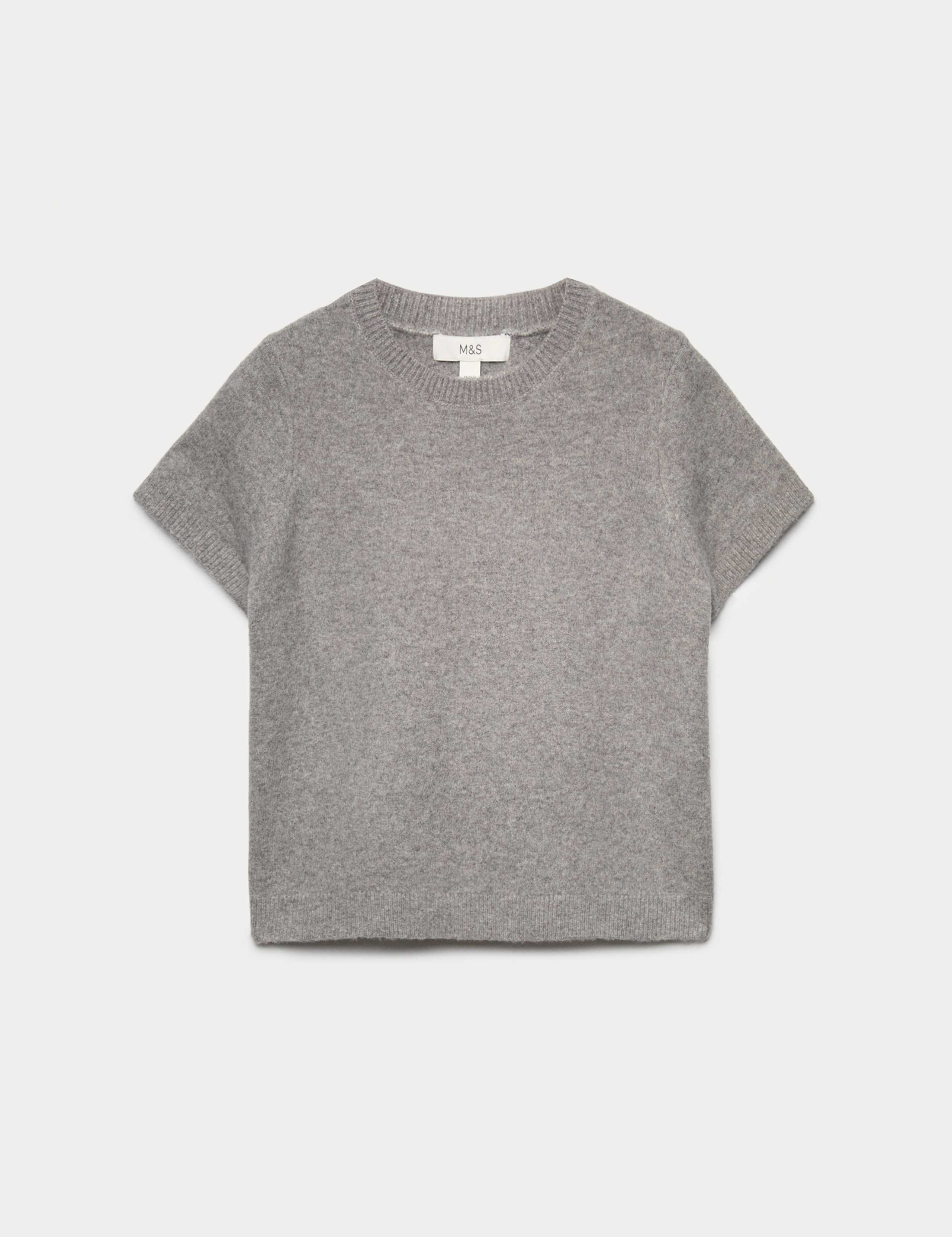 Crew Neck Short Knitted Top With Wool