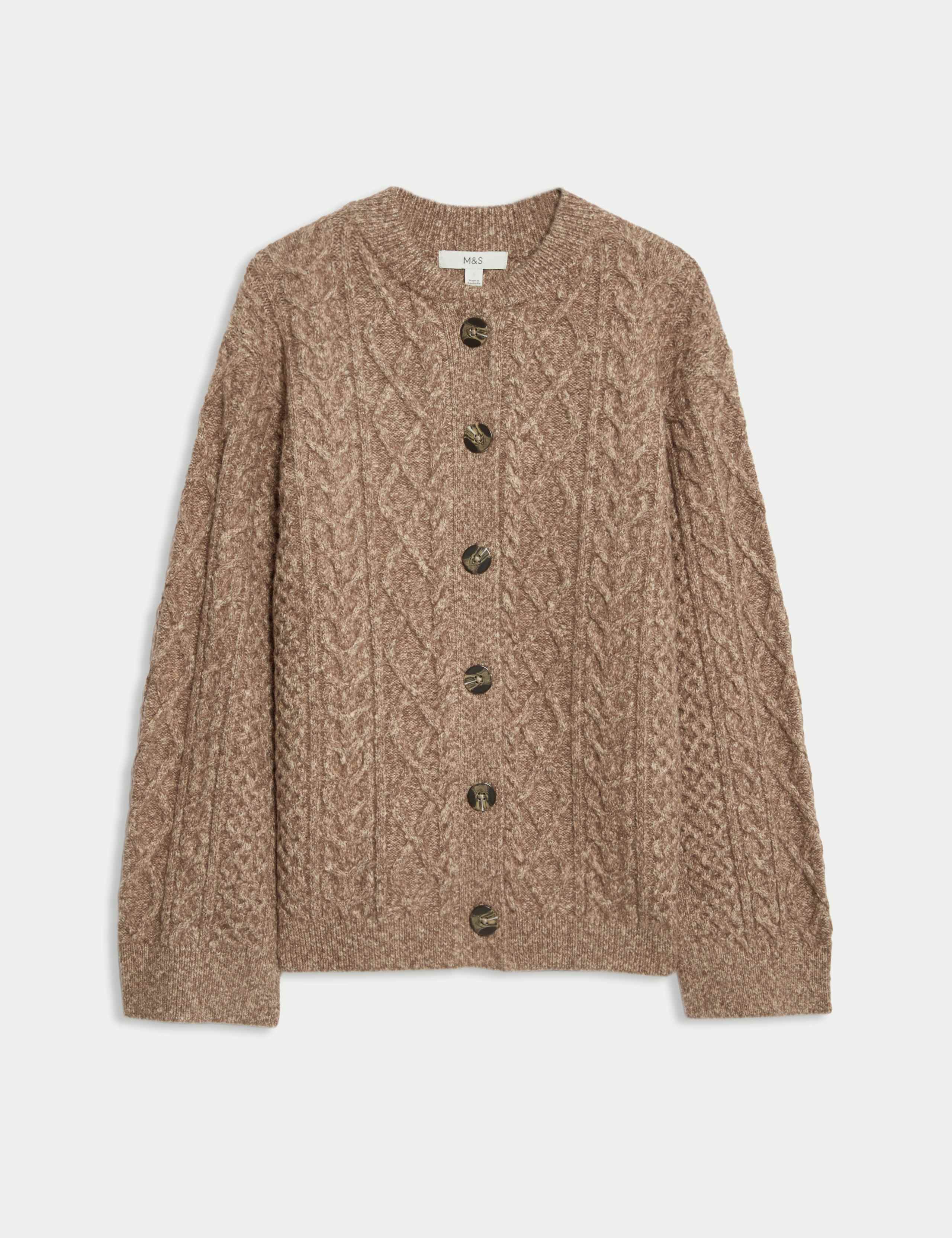 Cable Knit Button Front Cardigan