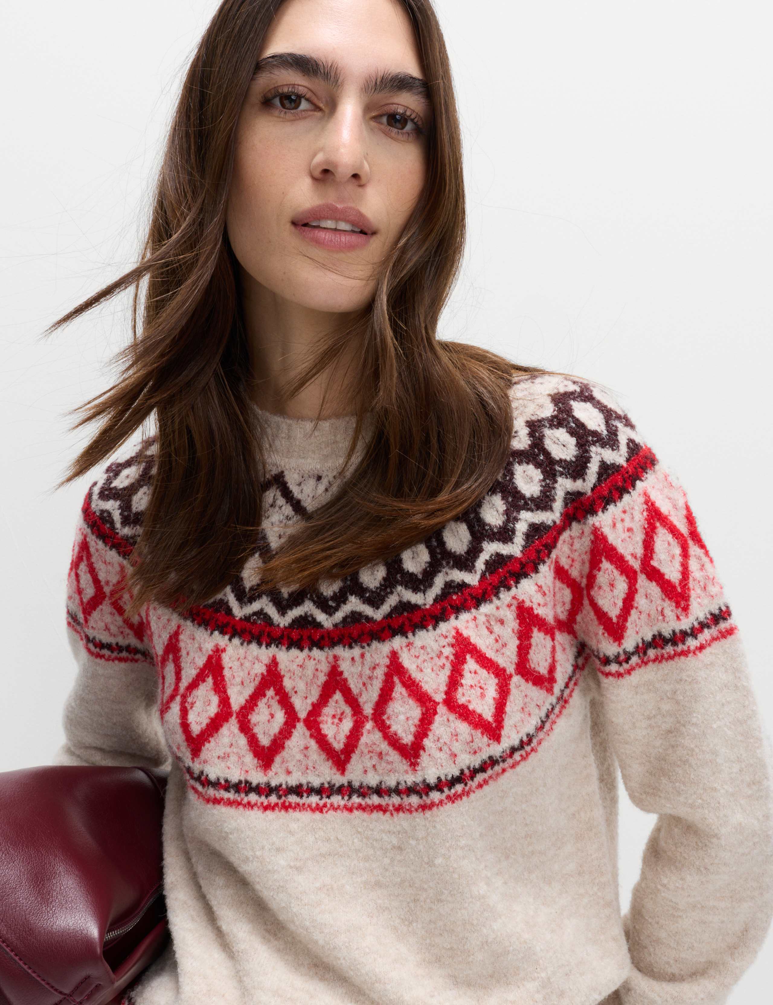Boucle Fair Isle Relaxed Jumper With Wool