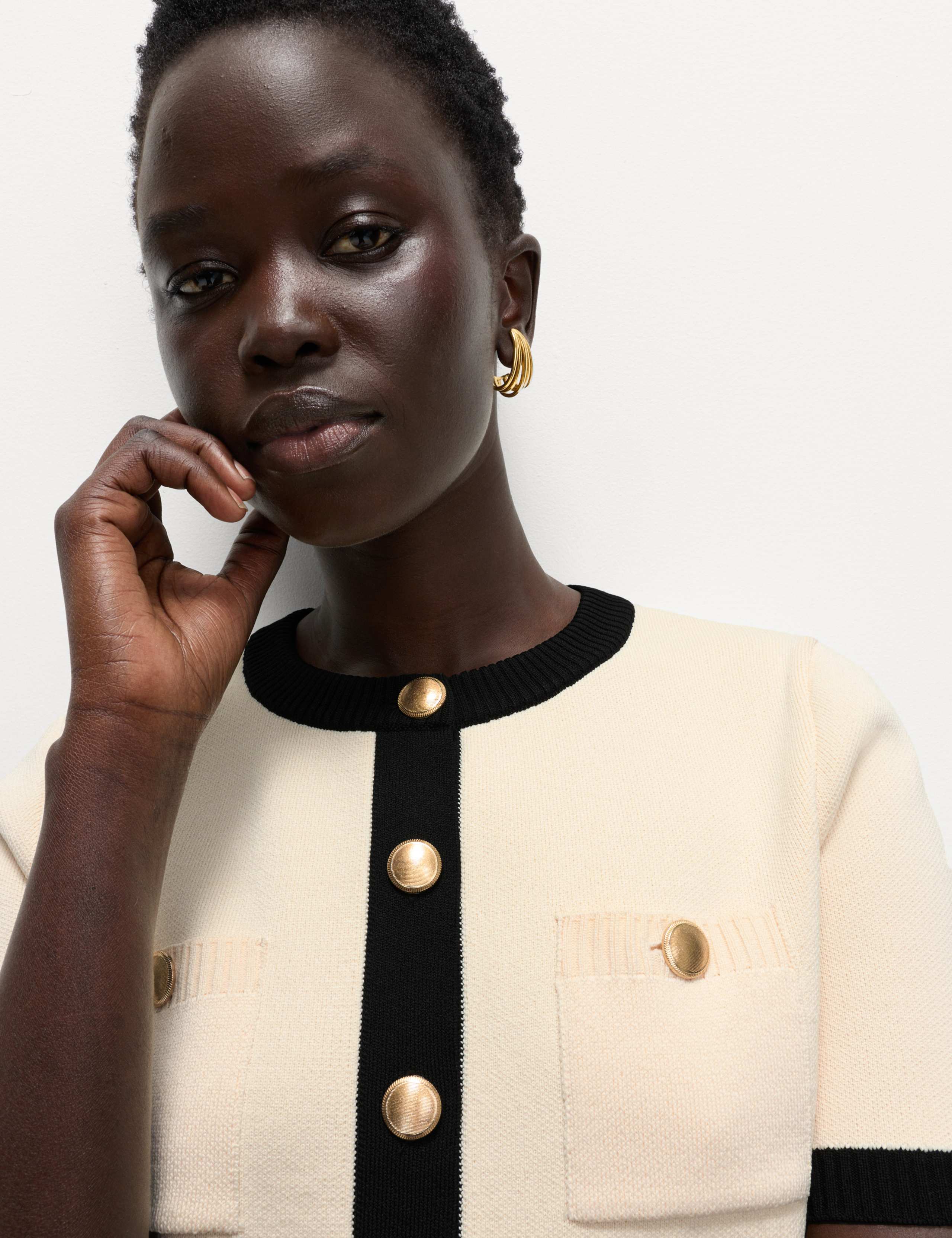 Tipped Detail Cropped Cardigan