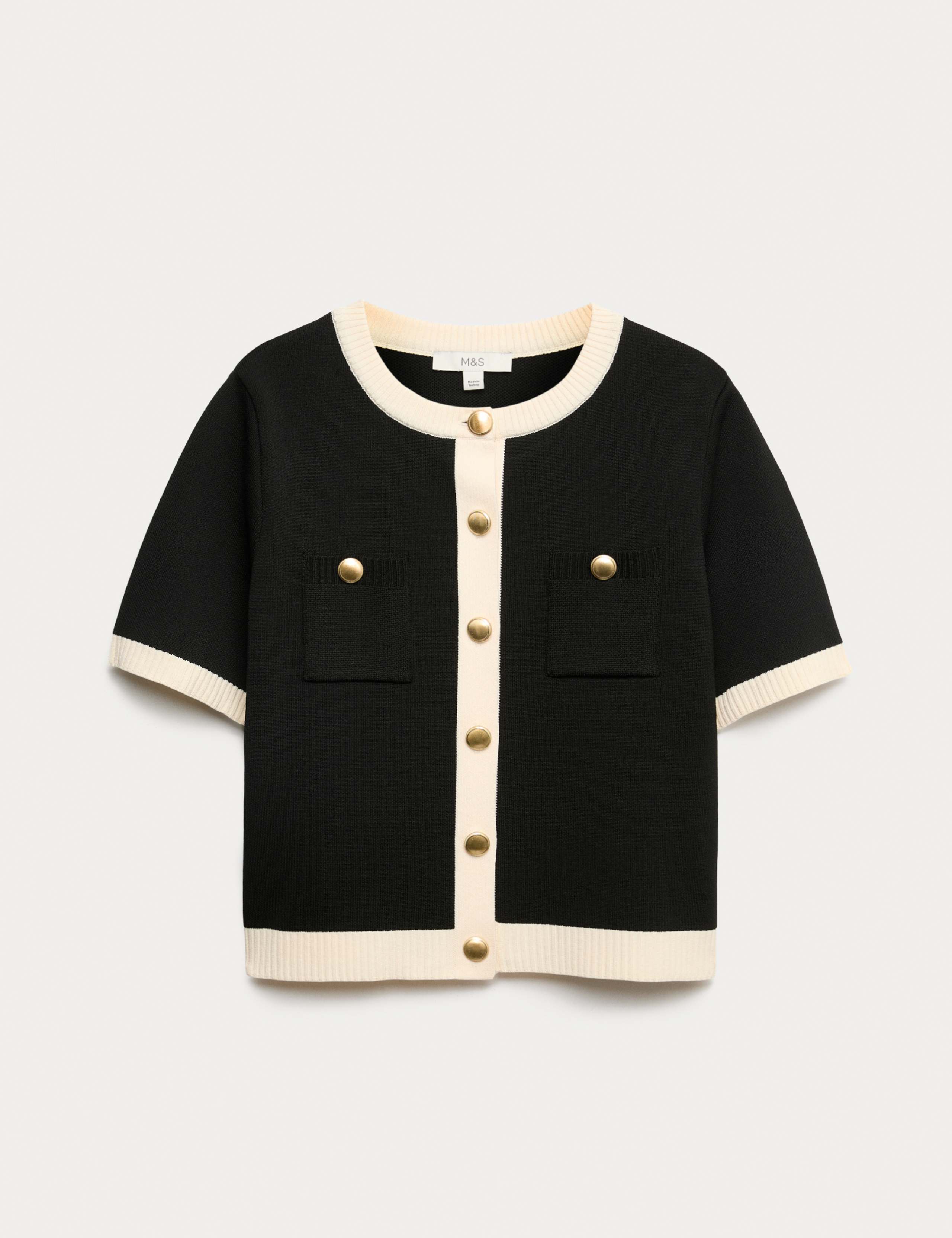 Tipped Detail Cropped Cardigan