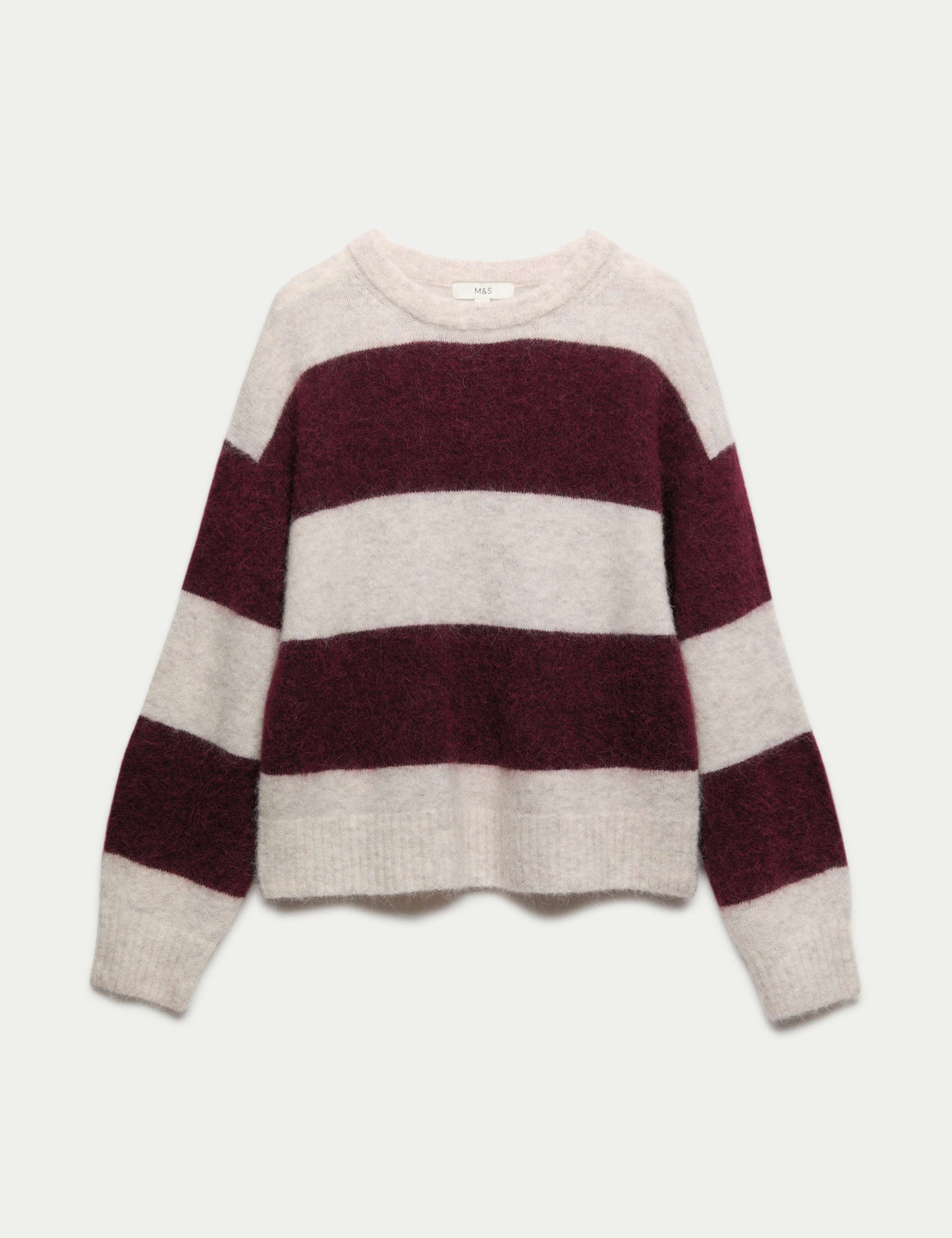 Alpaca Blend Striped Textured Relaxed Jumper