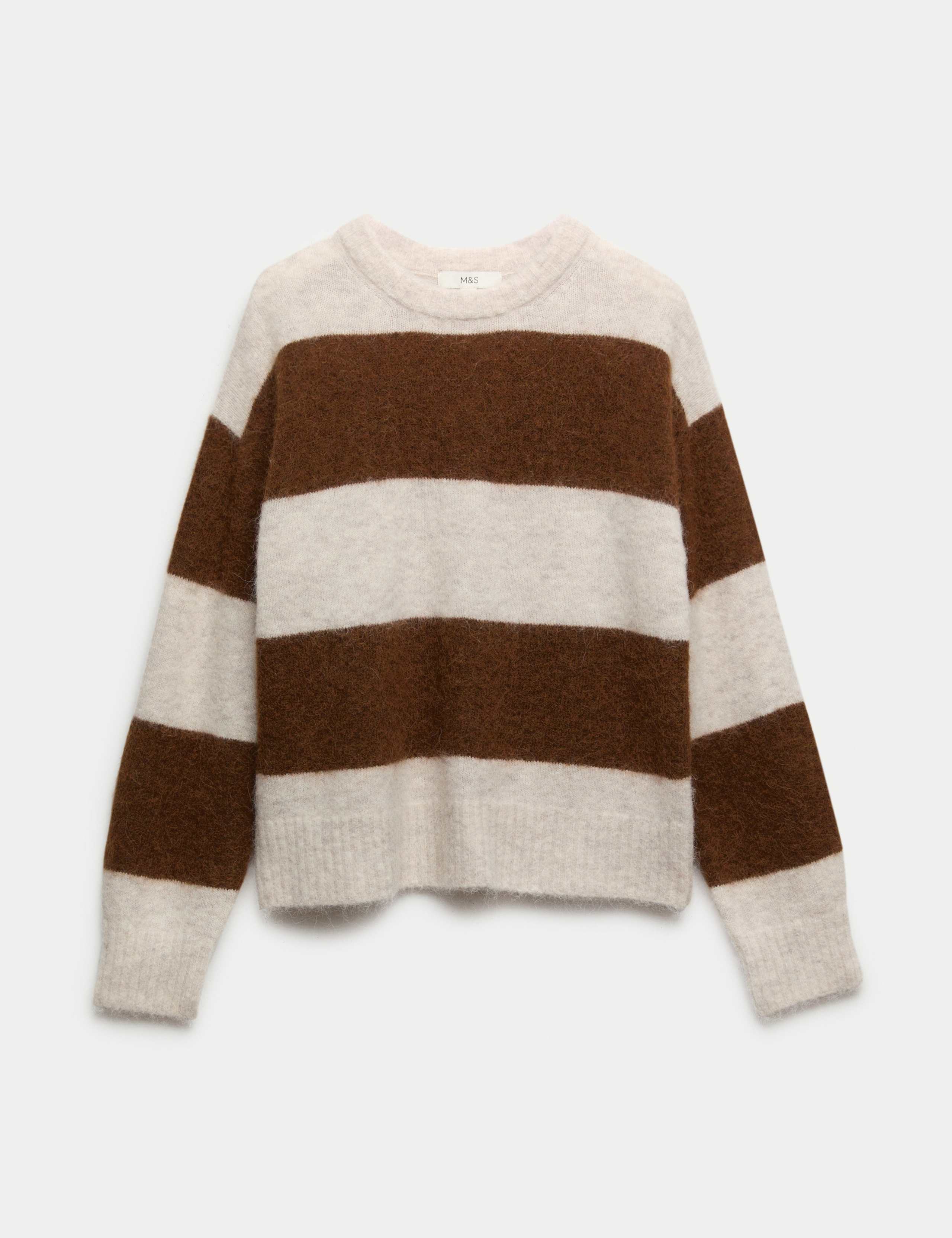 Alpaca Blend Striped Textured Relaxed Jumper