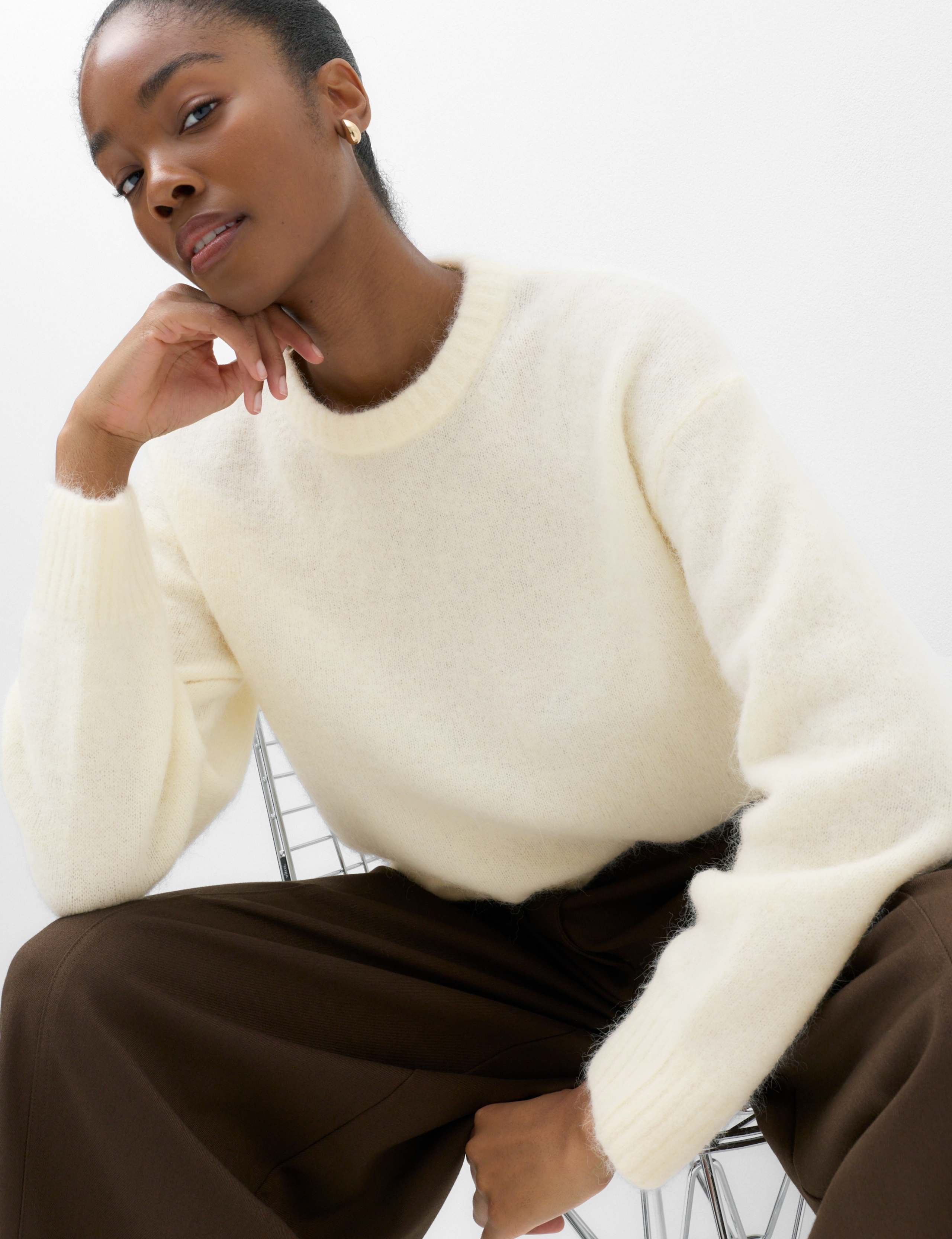 Alpaca Blend Textured Relaxed Jumper