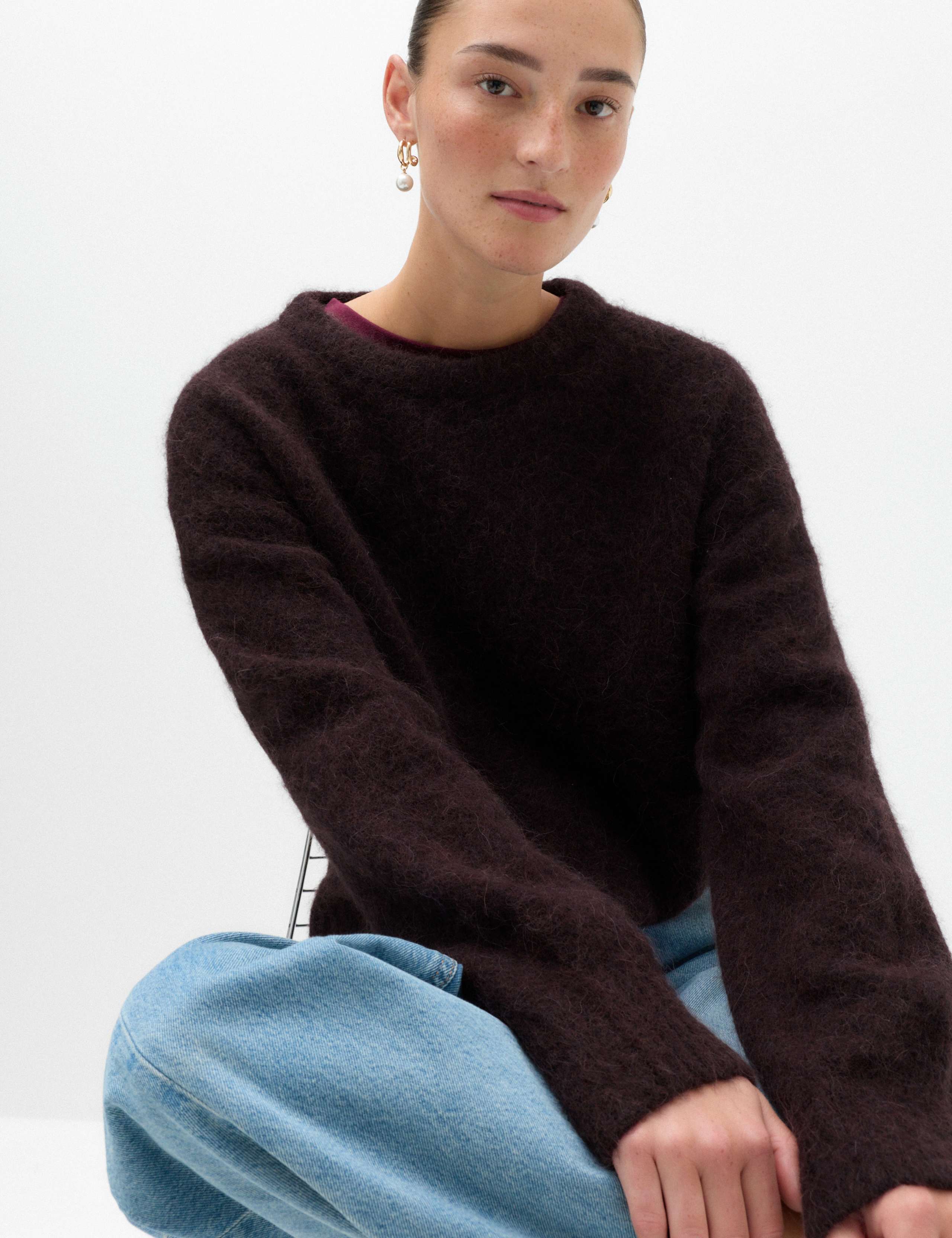 Alpaca Blend Textured Relaxed Jumper