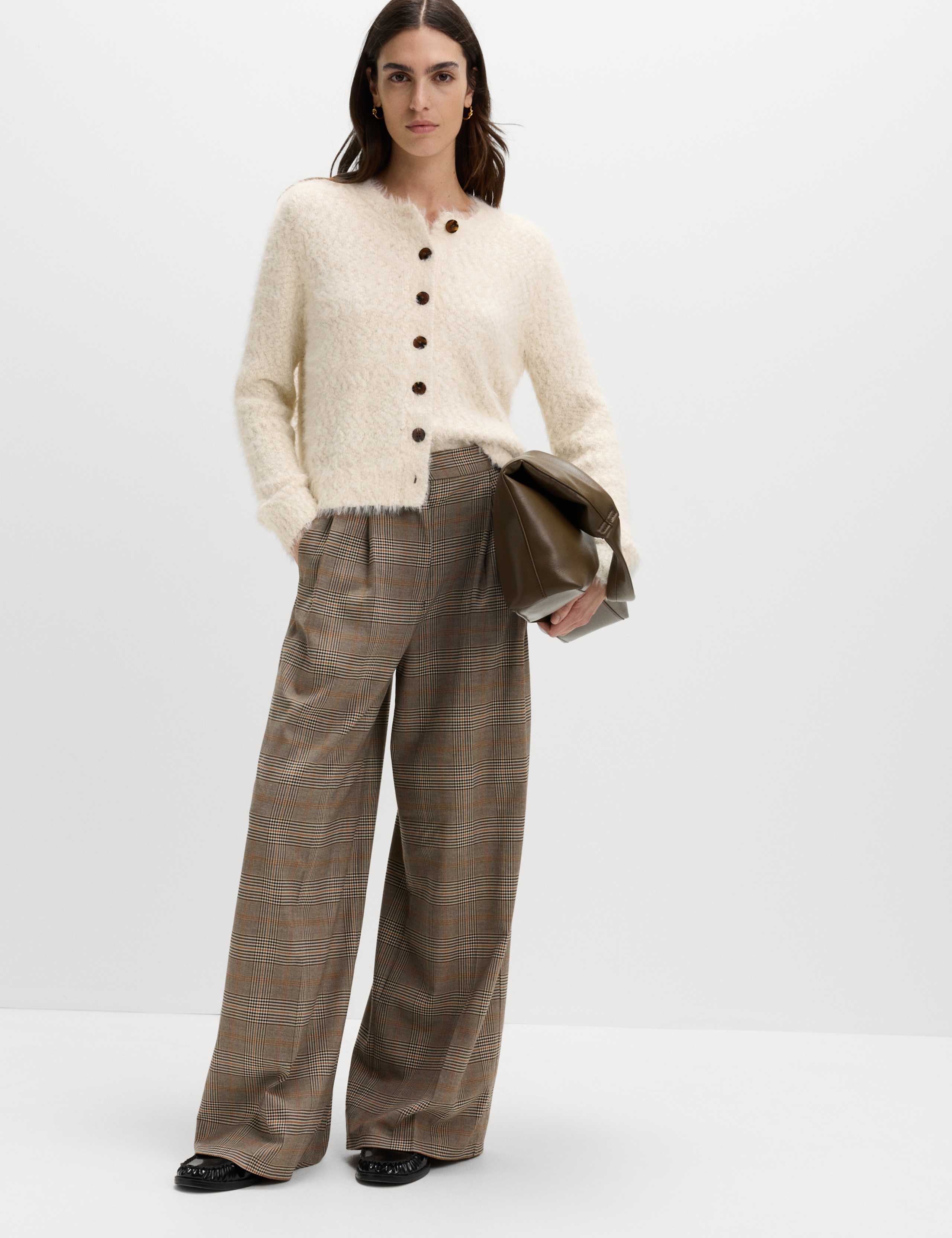 Textured Crew Neck Cardigan