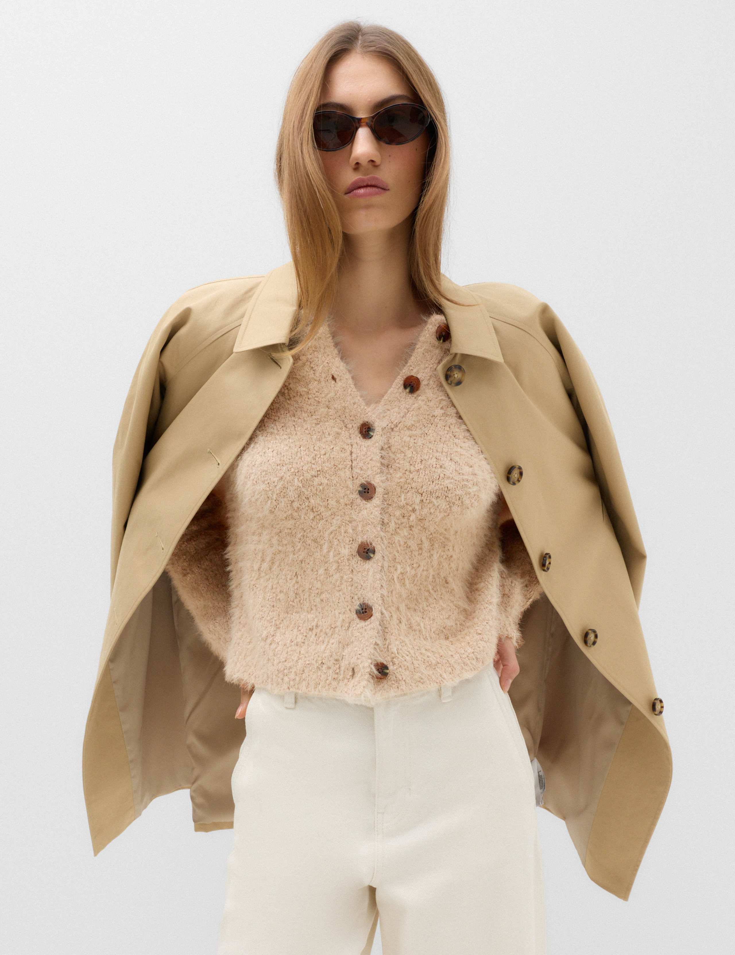 Textured Crew Neck Cardigan