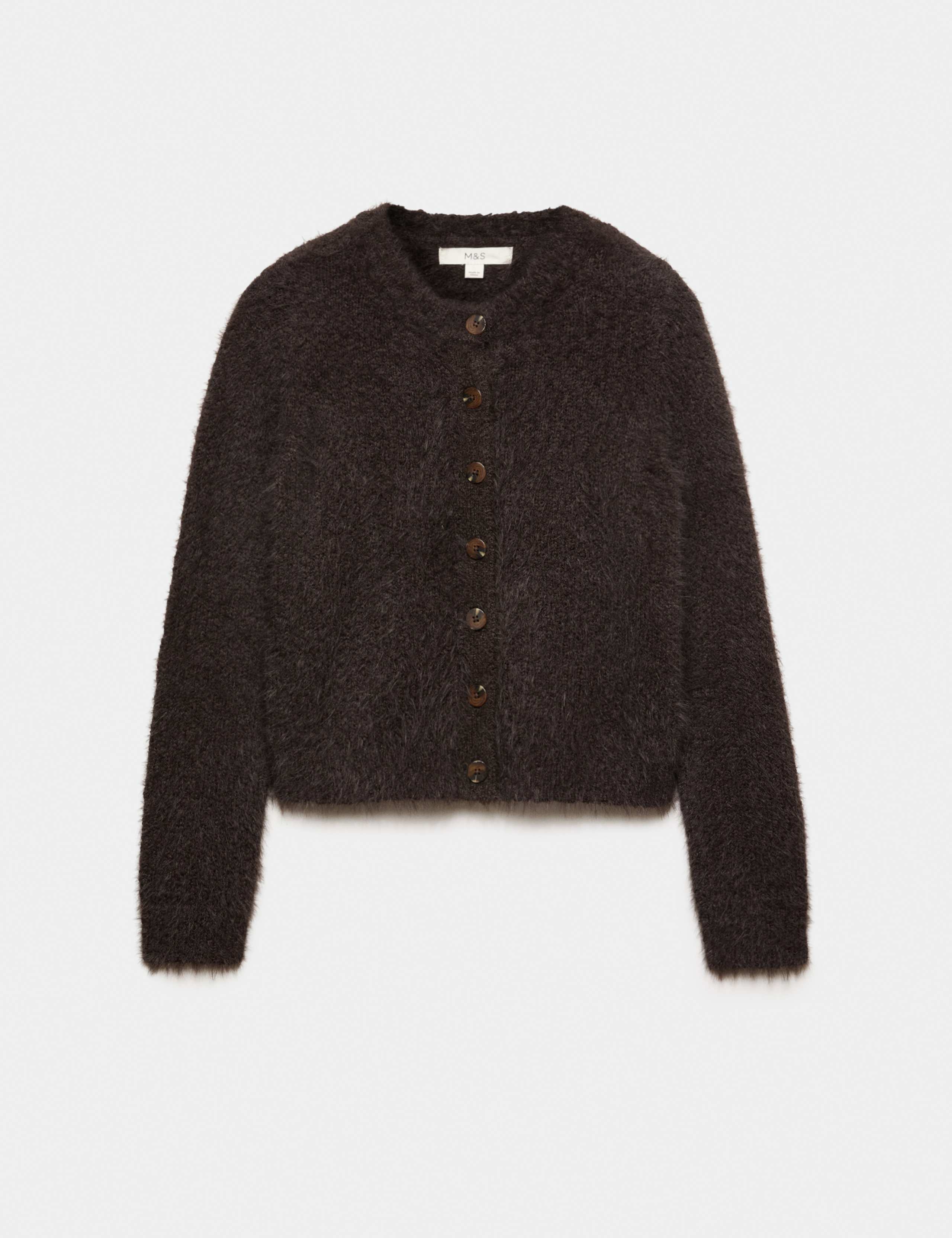 Textured Crew Neck Cardigan