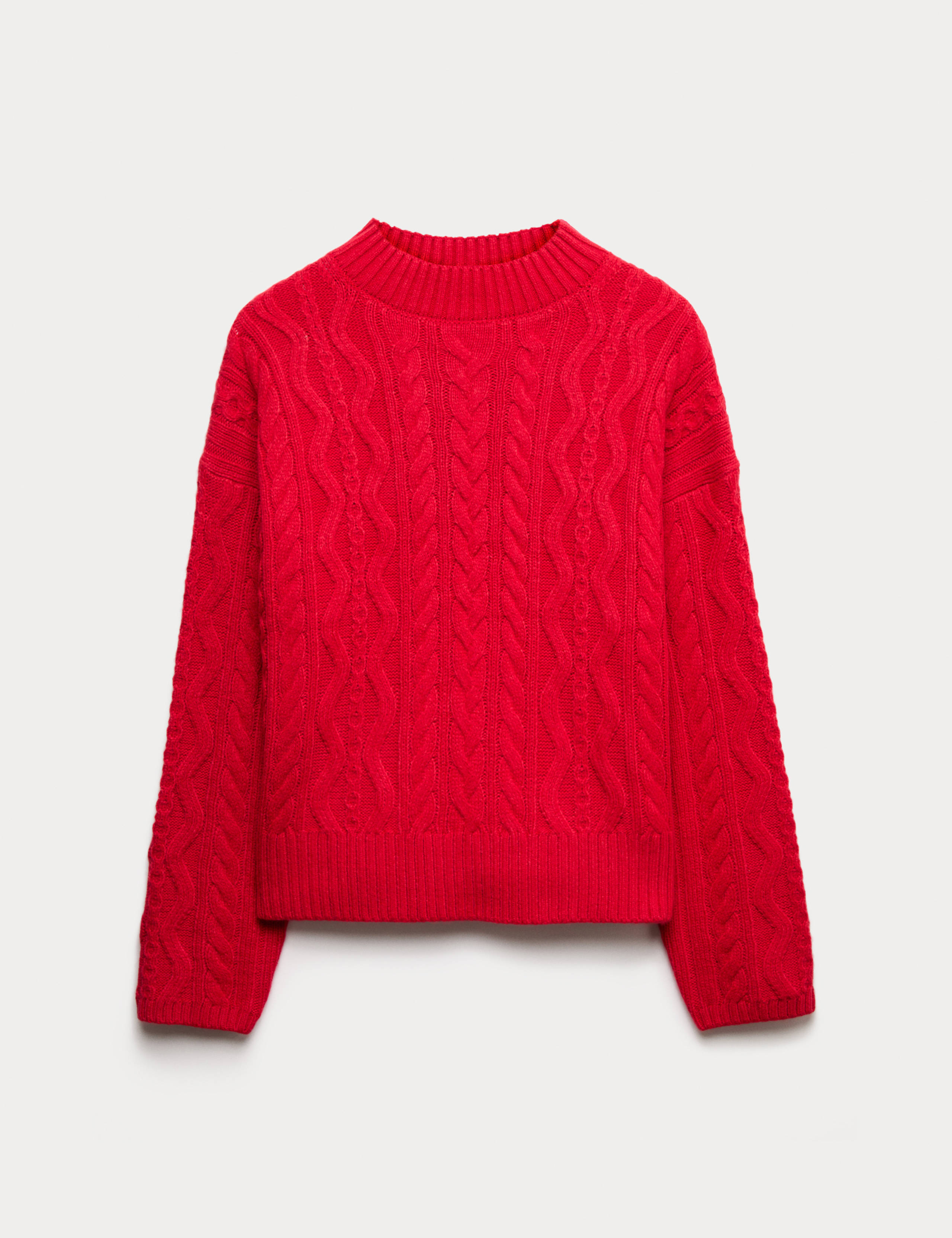 Cable Knit Funnel Neck Relaxed Jumper