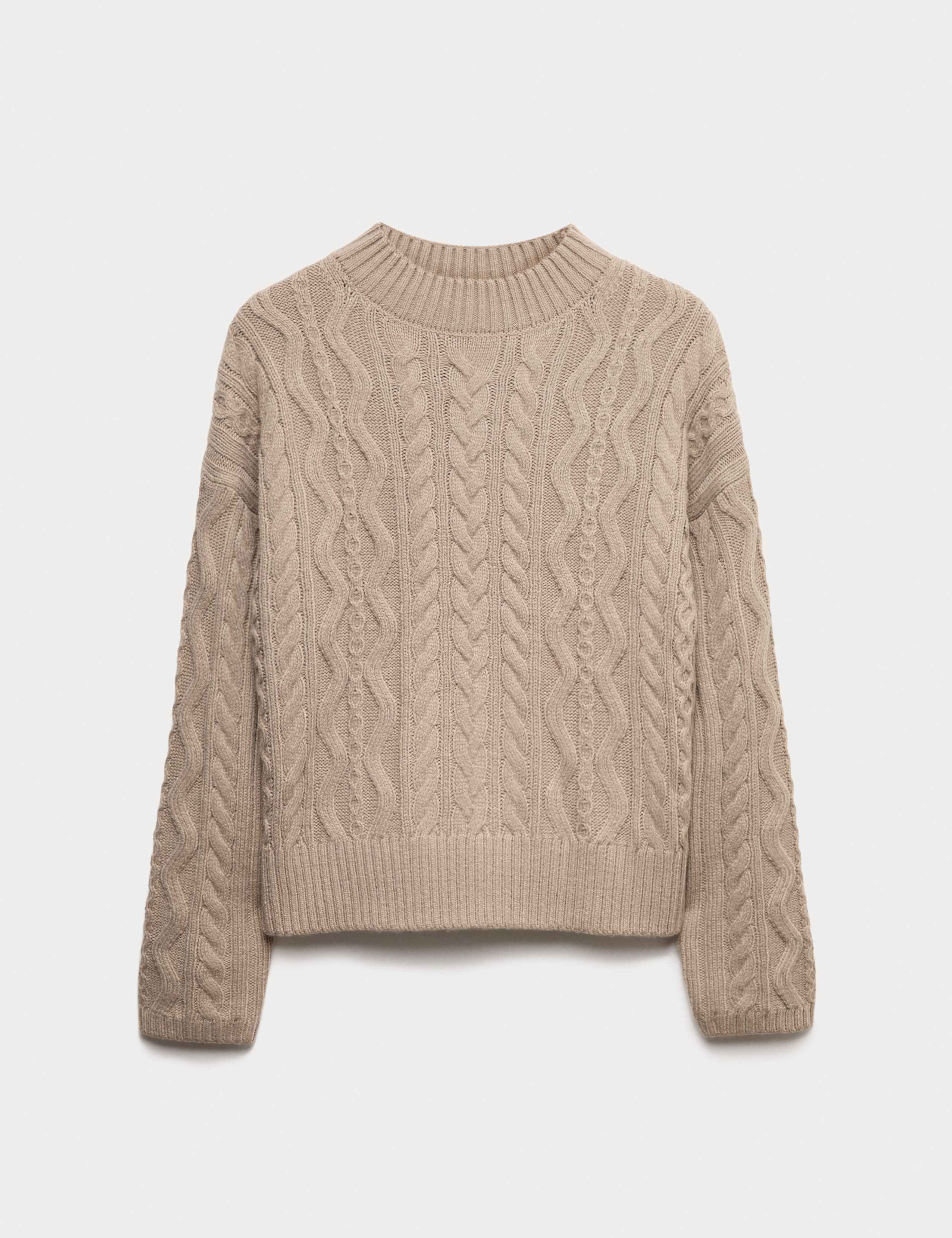 Cable Knit Funnel Neck Relaxed Jumper