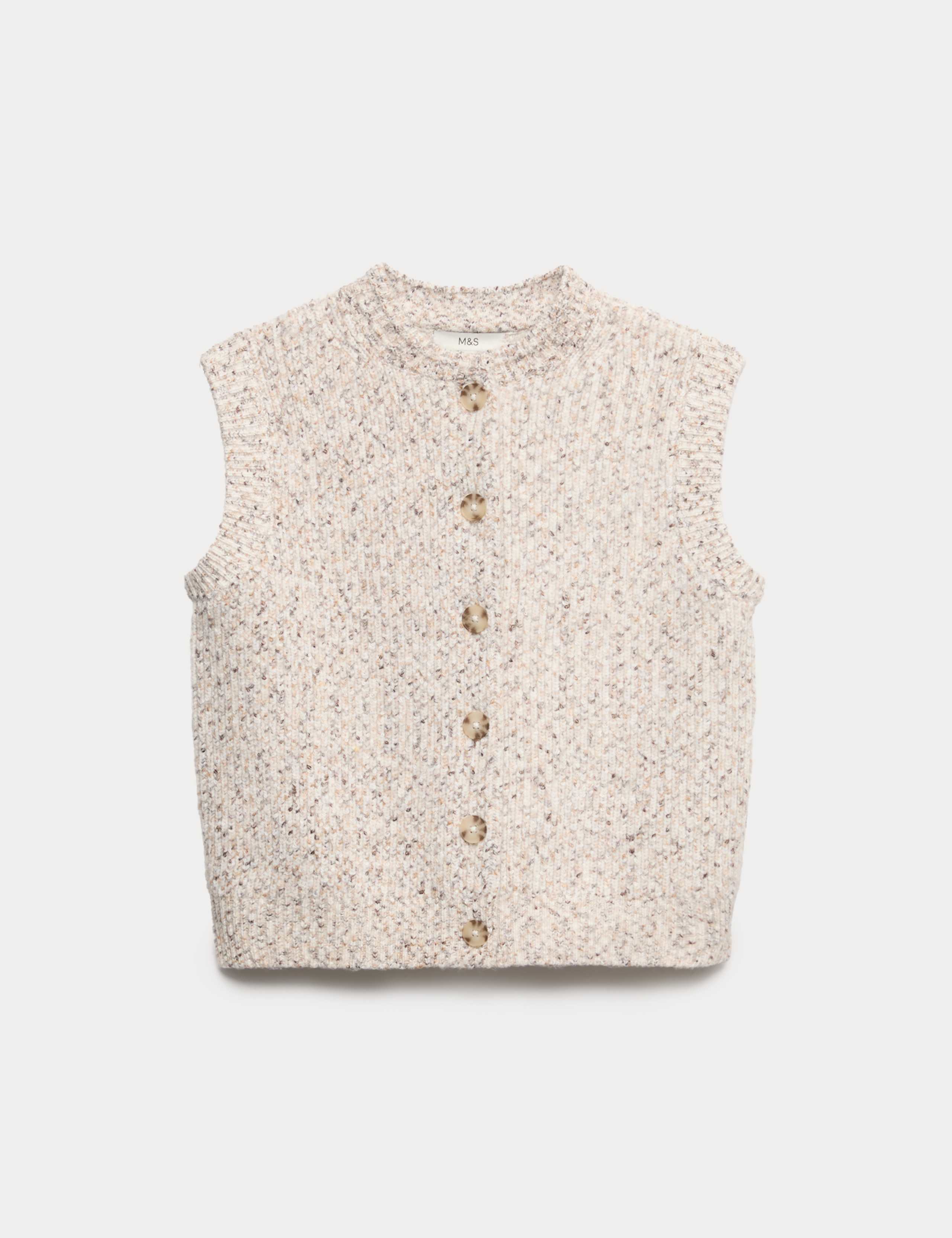 Ribbed Knitted Crew Neck Waistcoat