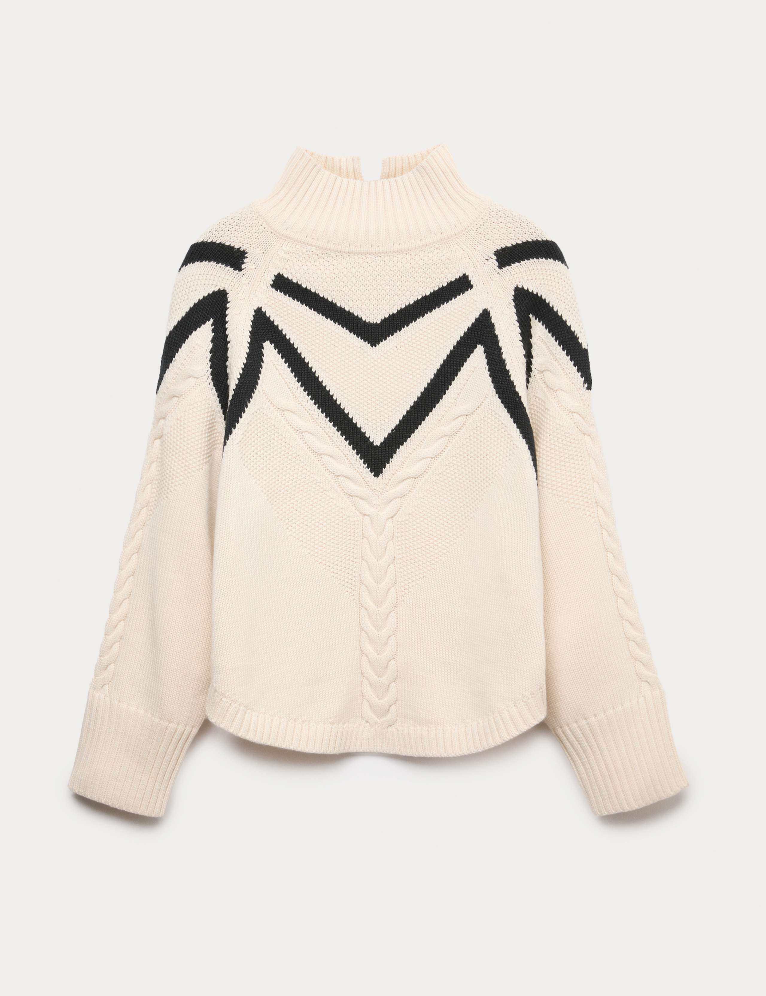 Textured Funnel Neck Jumper With Wool